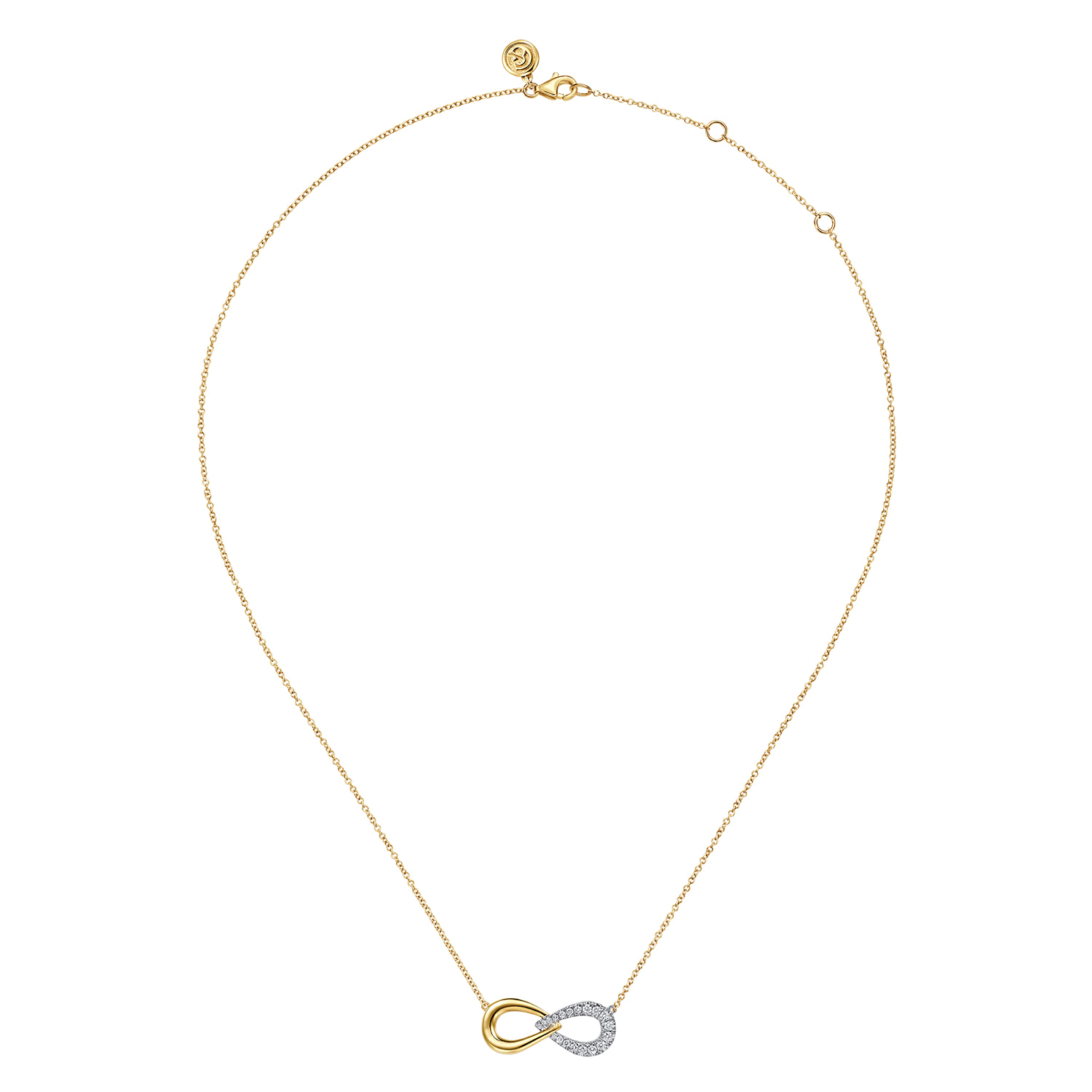 Diamond Infinity Necklace in 14K White/Yellow Gold, photograph 2