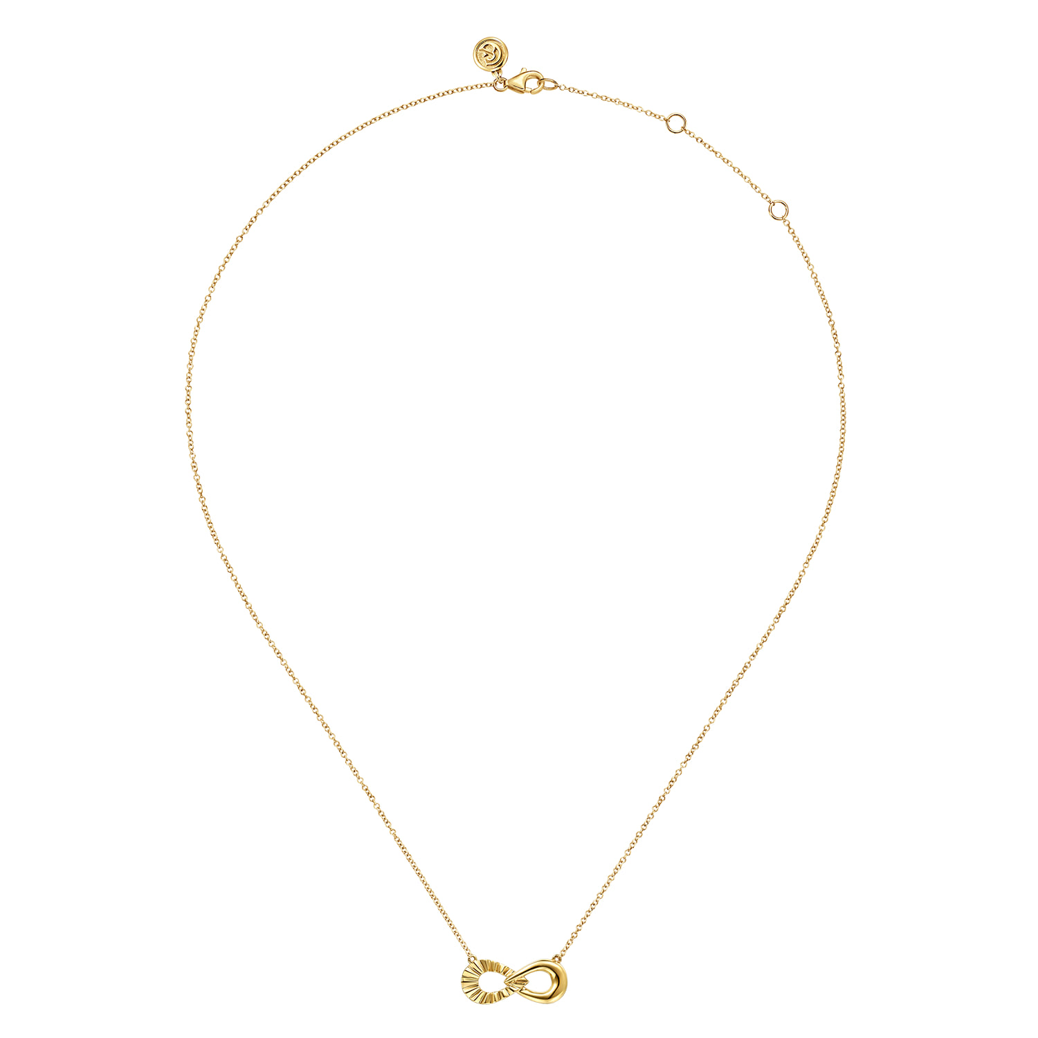 Diamond Cut Infinity Necklace in 14K Yellow Gold, photograph 2