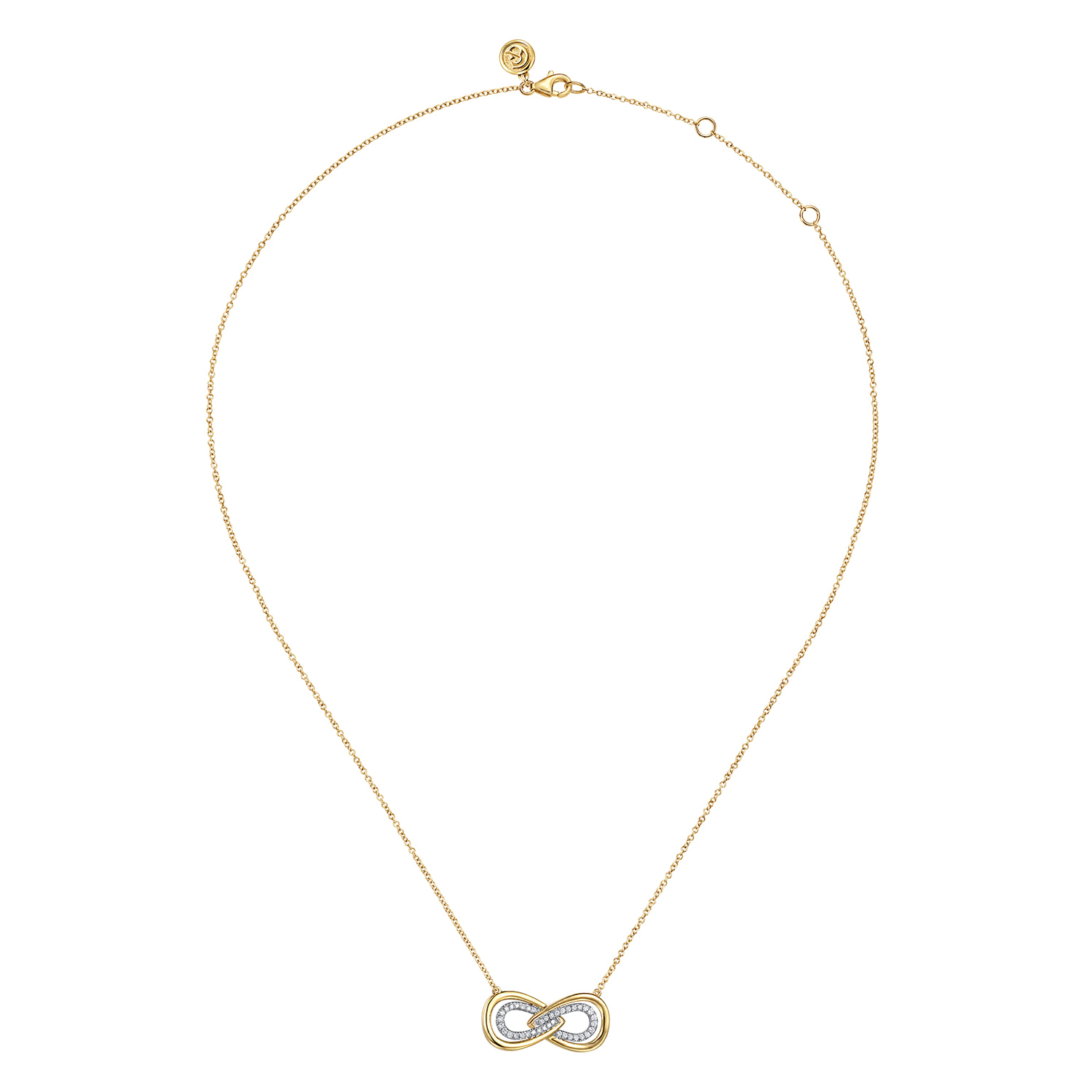 Diamond Infinity Pendent Necklace in 14K White/Yellow Gold, photograph 2