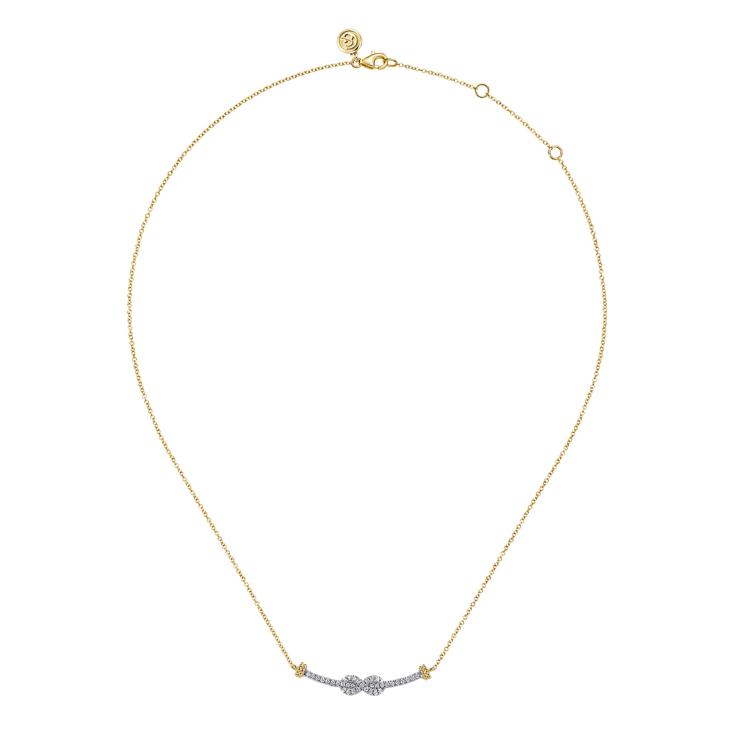Bujukan Diamond Infinity Bar Necklace in 14K White/Yellow Gold, photograph 2