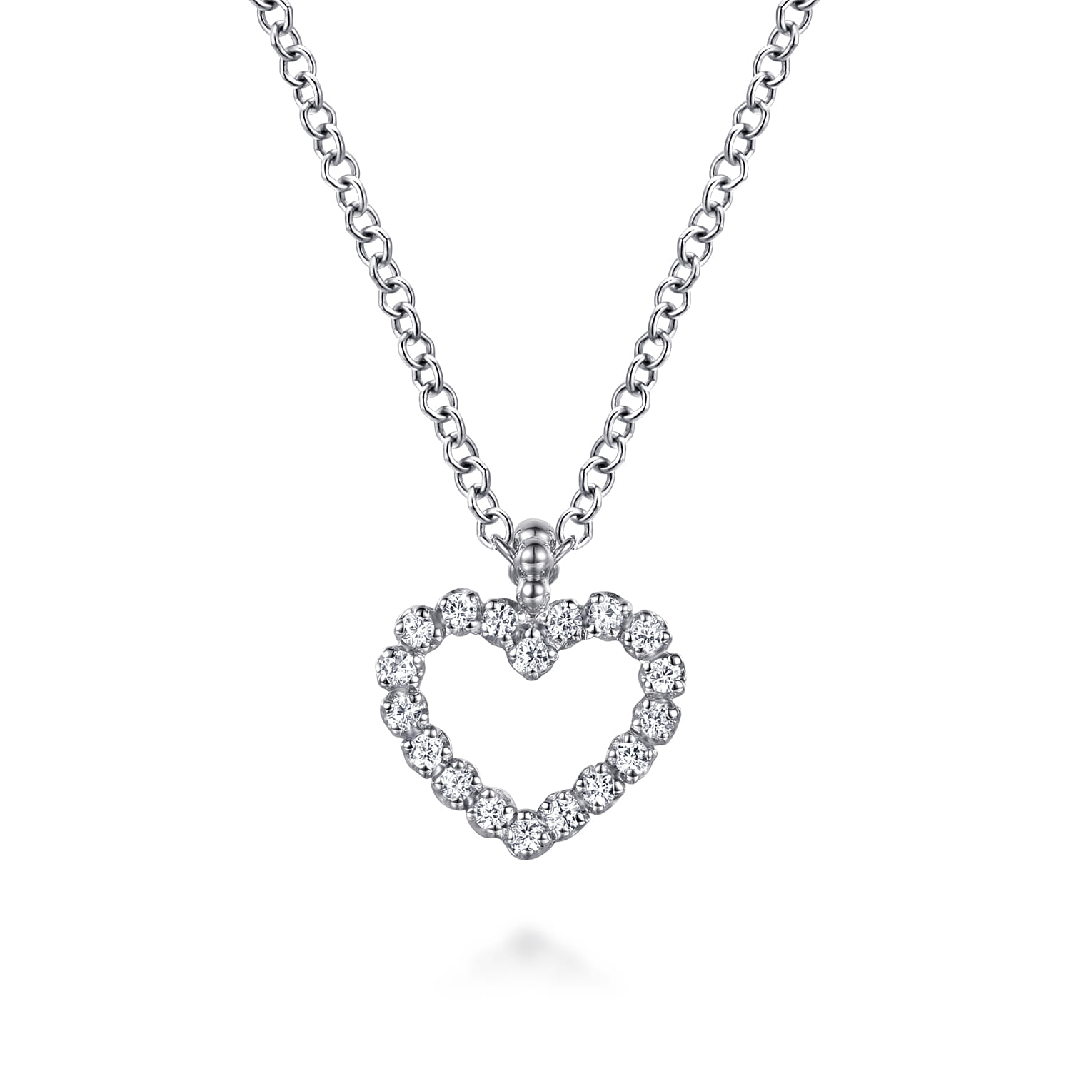 Bujukan White Sapphire Heart Pendant Necklace in Sterling Silver