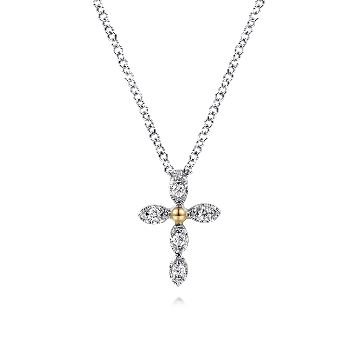 Diamond Cross Pendant Necklace in 14K Yellow Gold