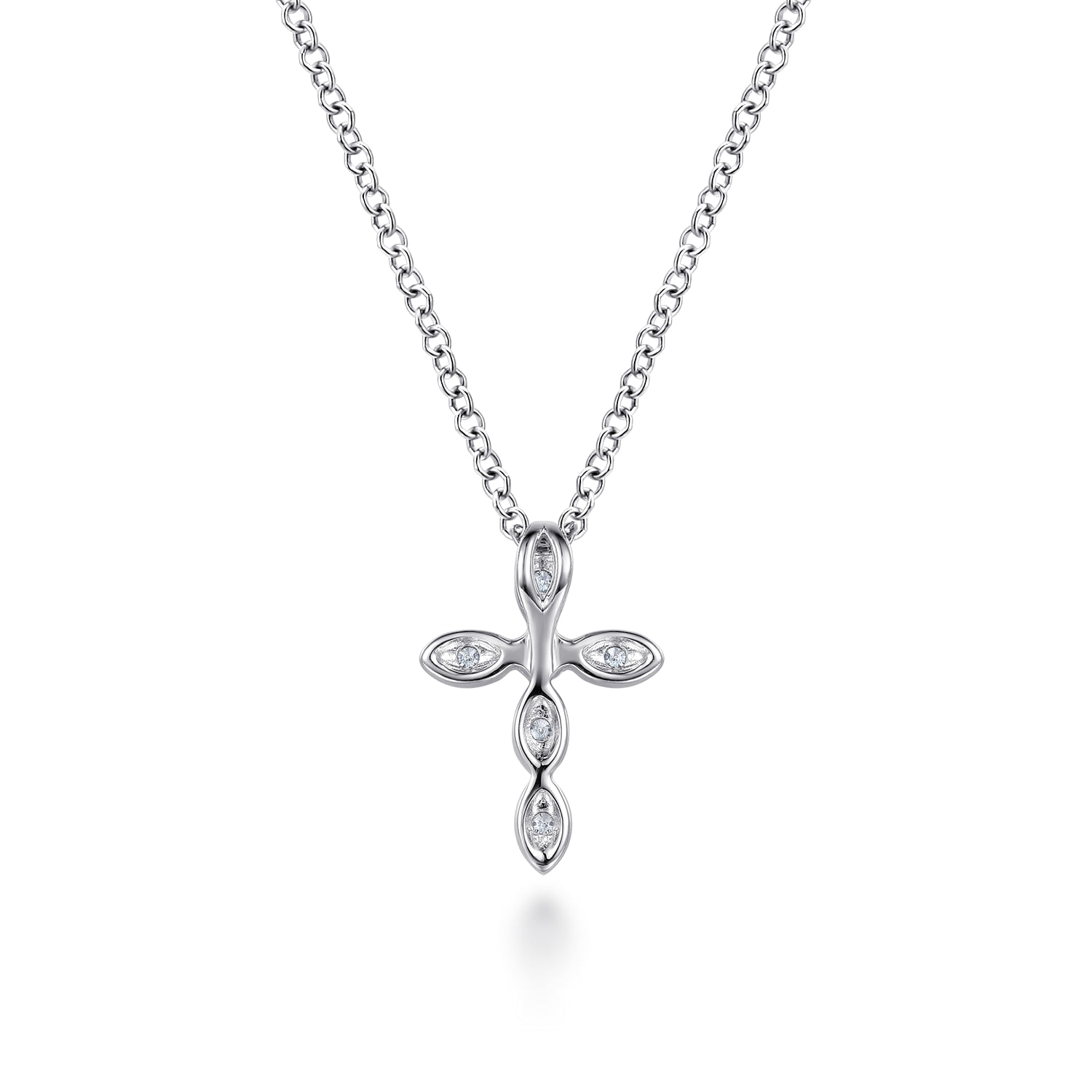Diamond Cross Pendant Necklace in 14K Yellow Gold, photograph 4