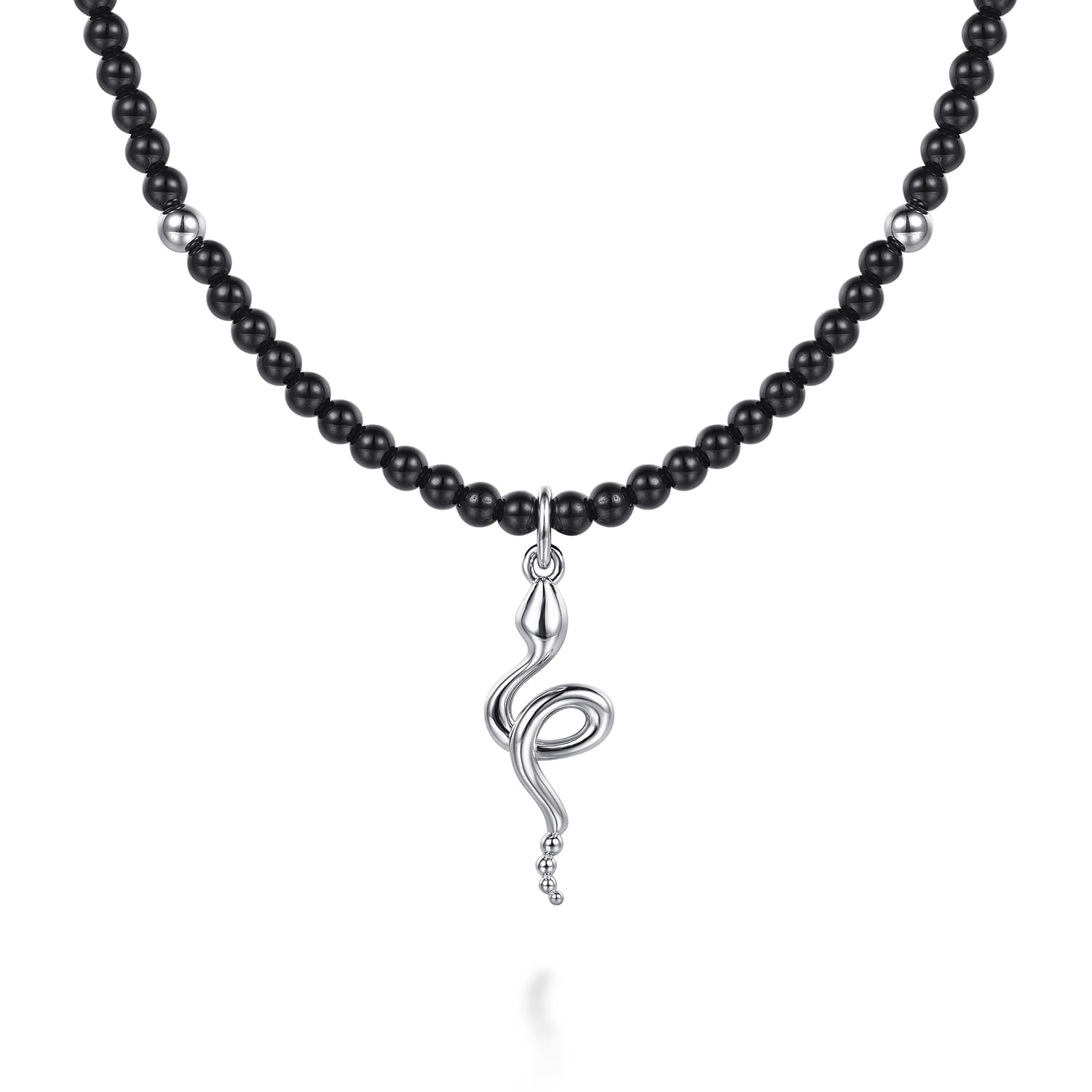Snake Brownish Black Spinel Bead Pendant Necklace