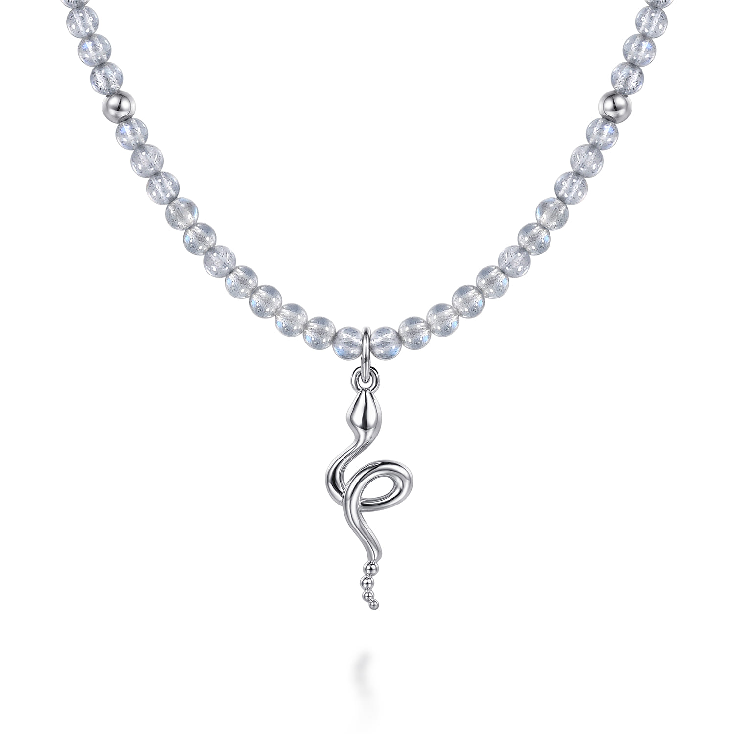 Snake Brownish Moon Stone Bead Pendant Necklace