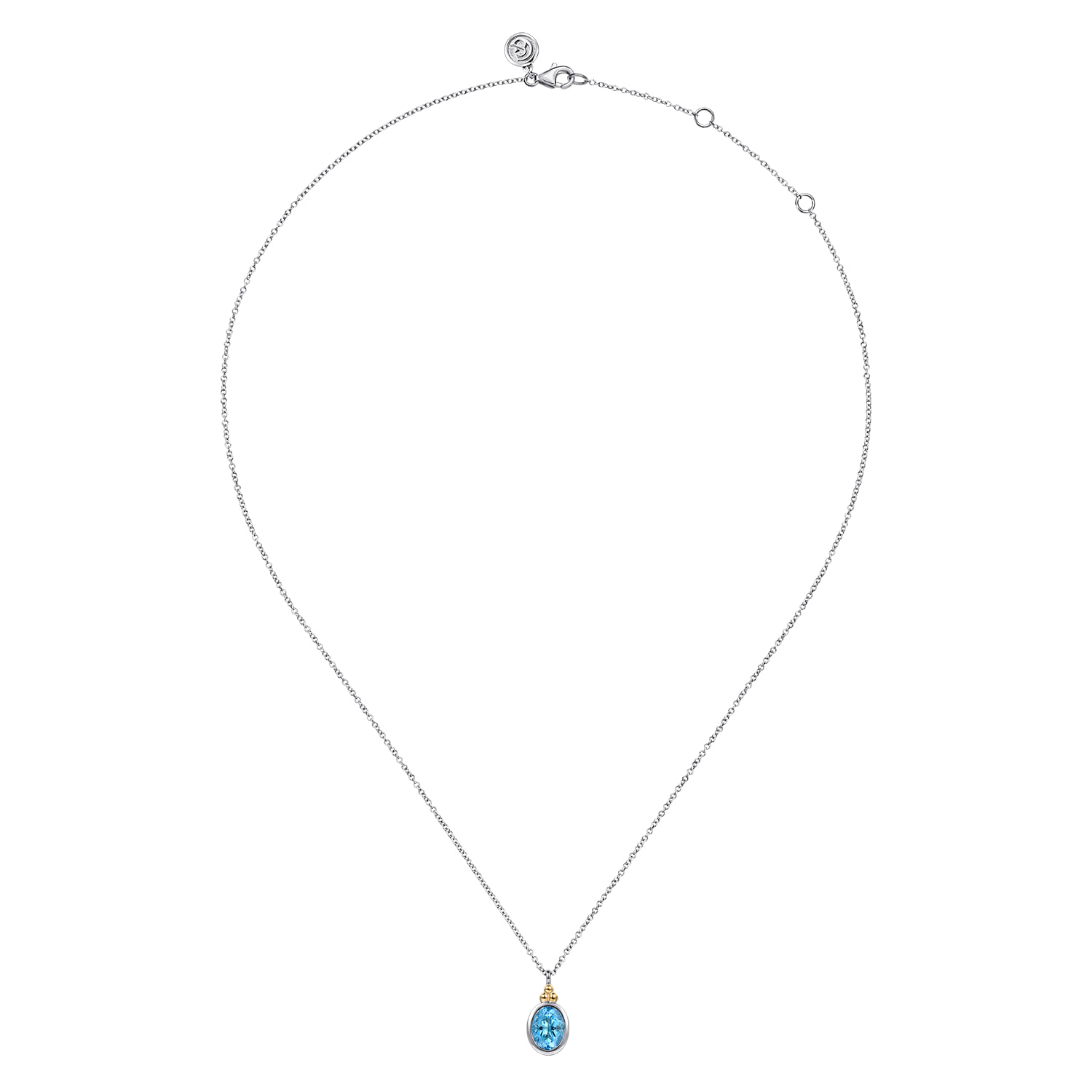 and Bujukan Blue Topaz Pendant Necklace in 14K Yellow Gold, photograph 2