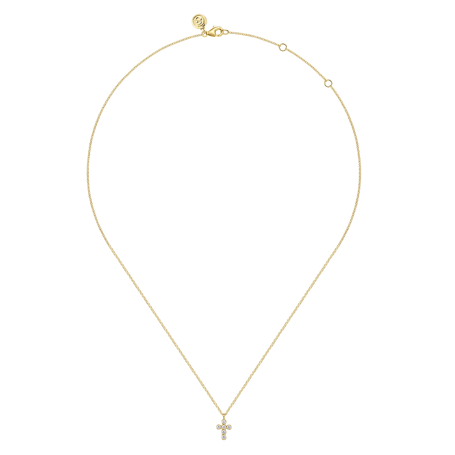 Diamond Cross Pendant Necklace in 14K Yellow Gold, photograph 2