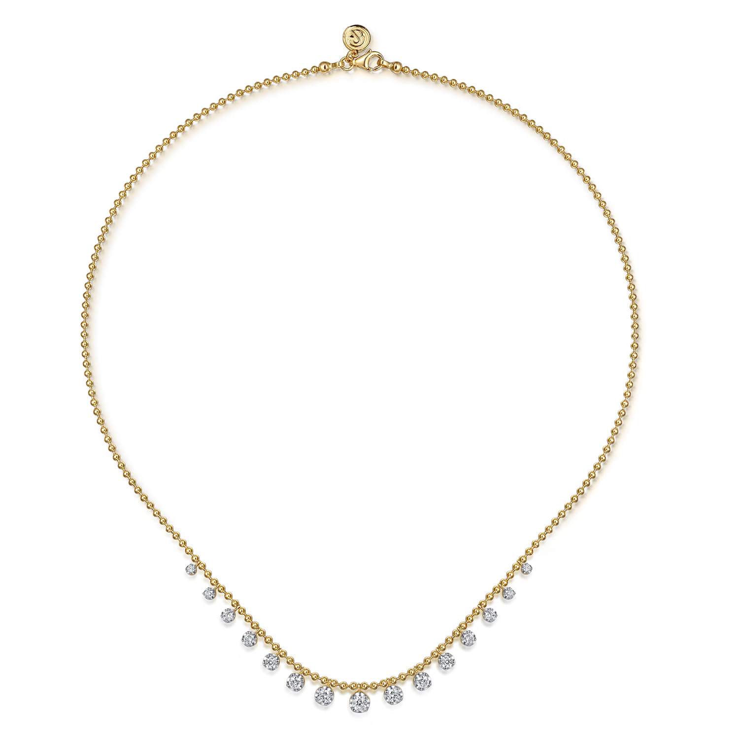 Diamond Drop Station Necklace in 14K Yellow Gold, photograph 2