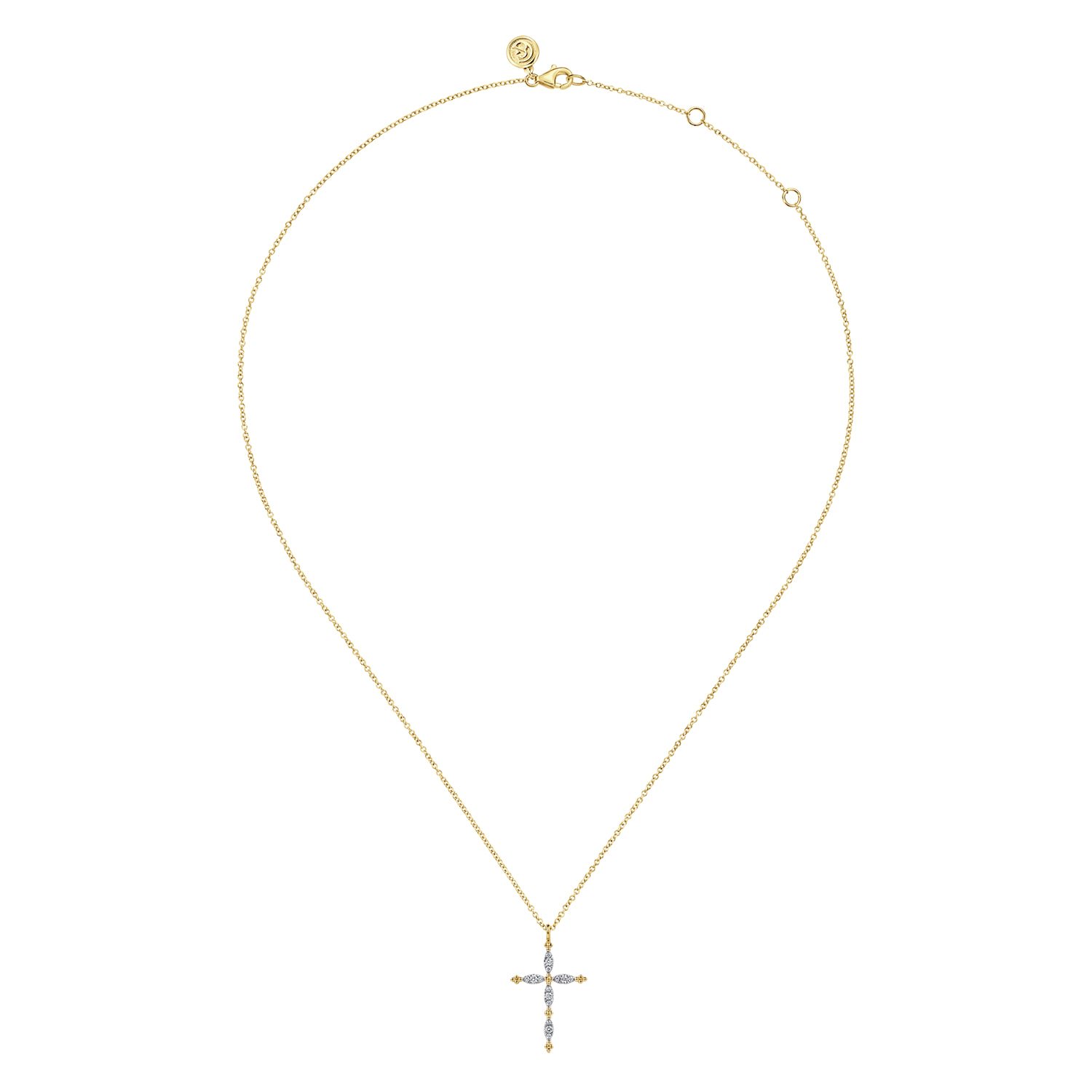 Bujukan Diamond Cross Pendant Necklace in 14K Yellow Gold, photograph 2