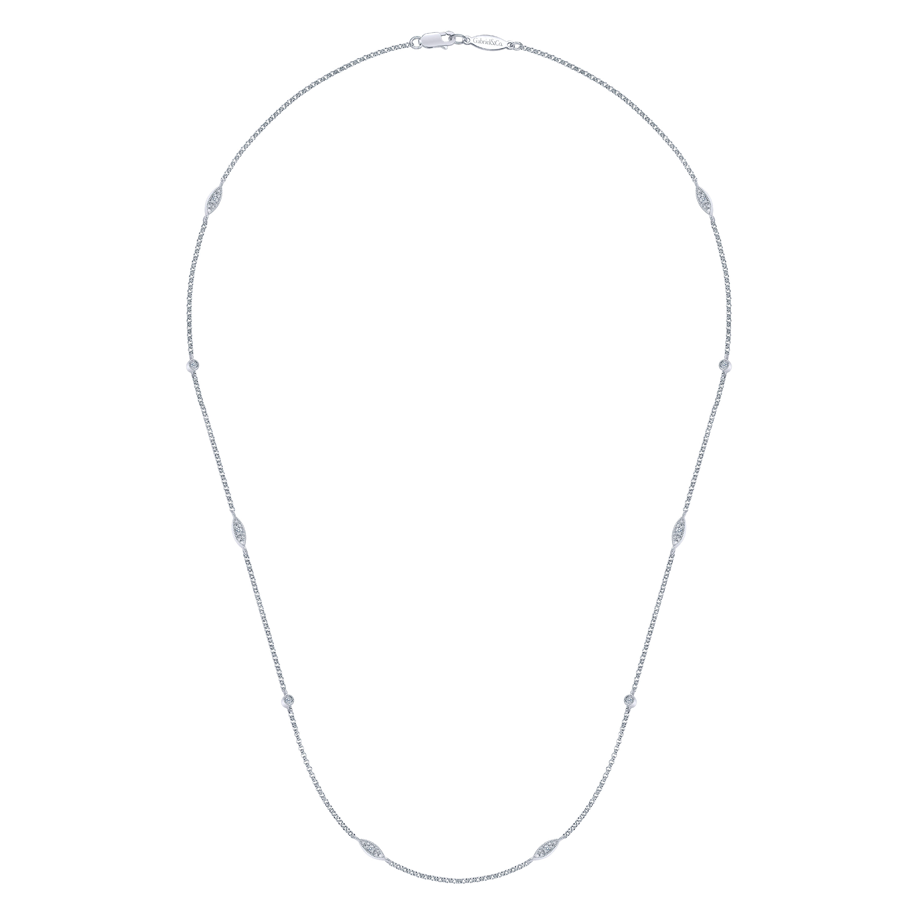 and Station Diamond Necklace in 14K White Gold, photograph 2