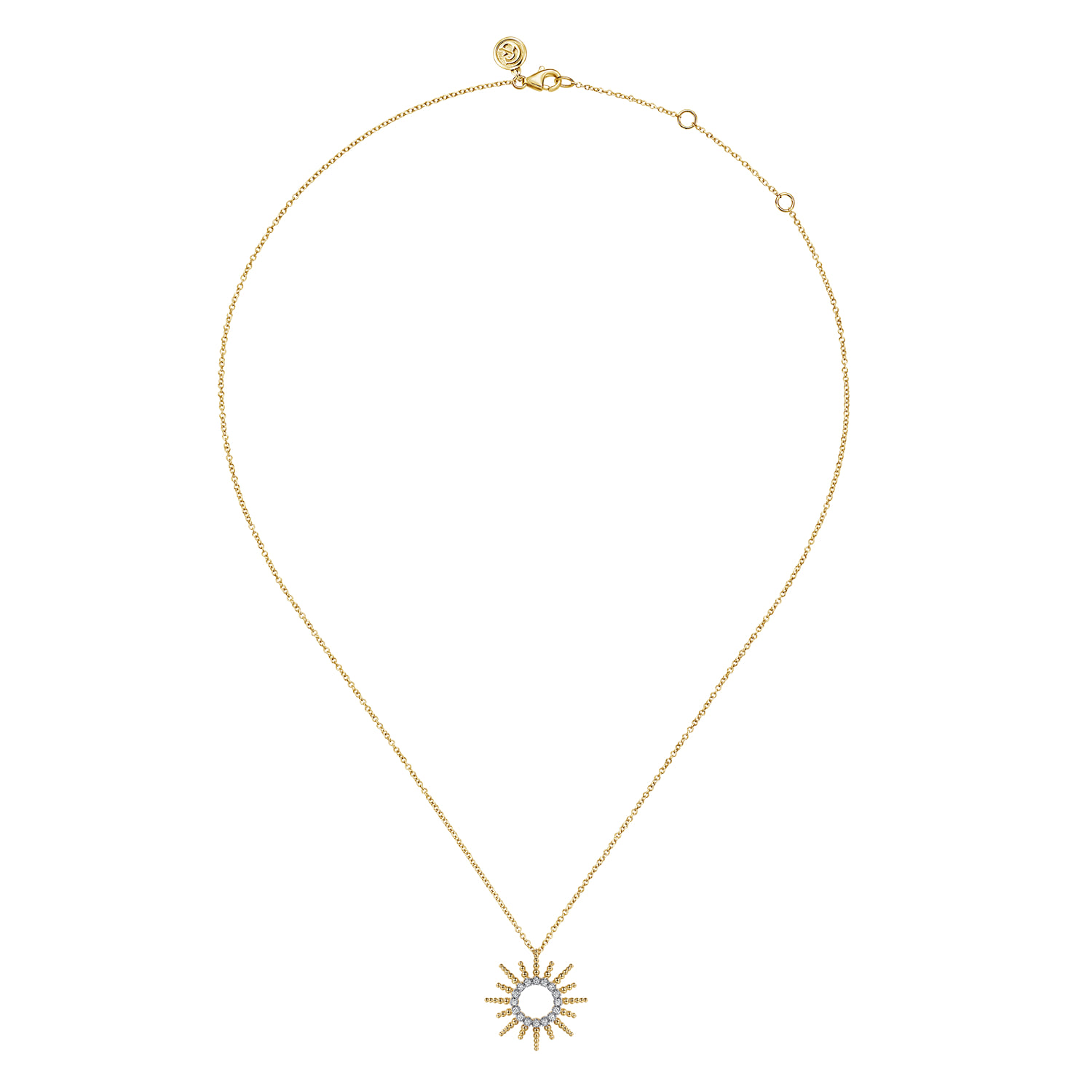 Bujukan Diamond Sunburst Pendant Necklace in 14K Yellow Gold, photograph 2