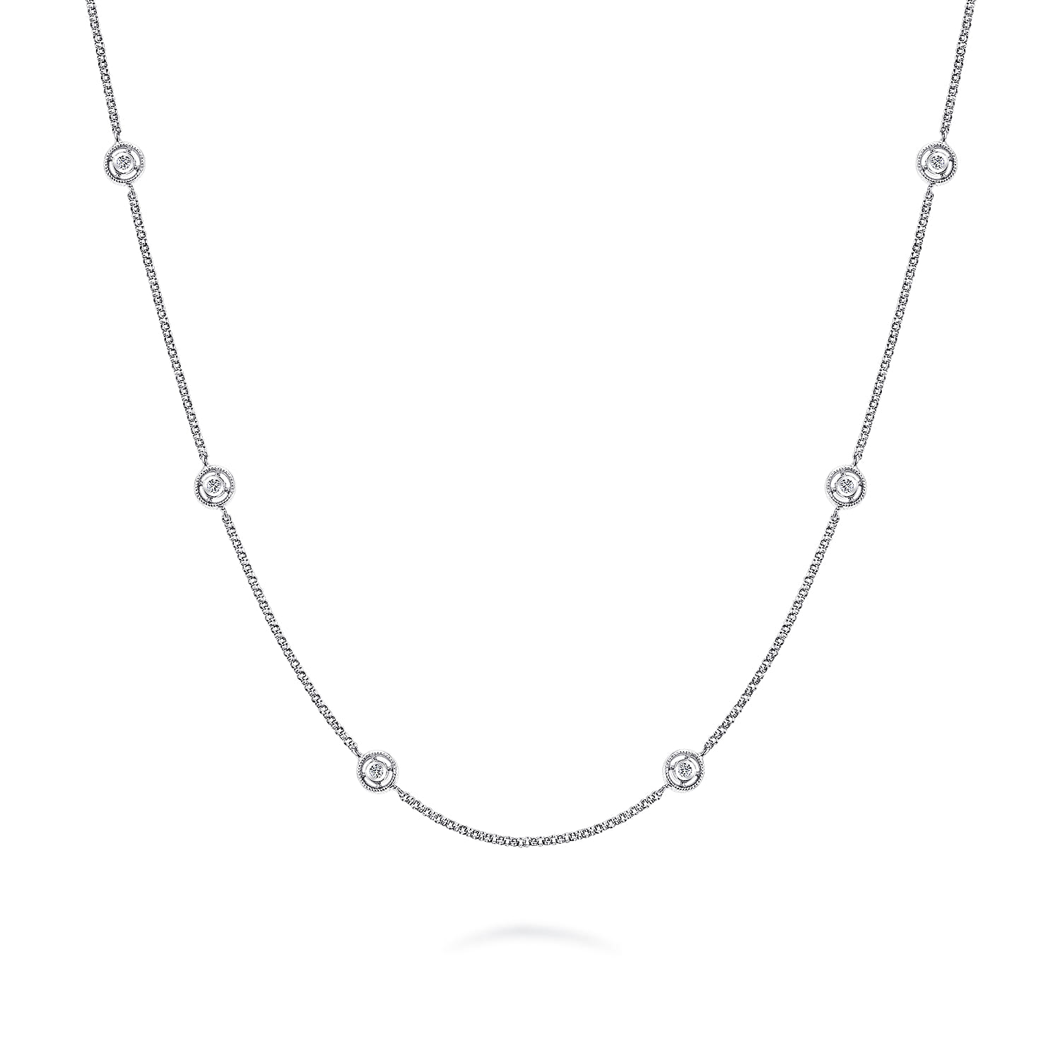 Bezel Set Diamond Station Necklace