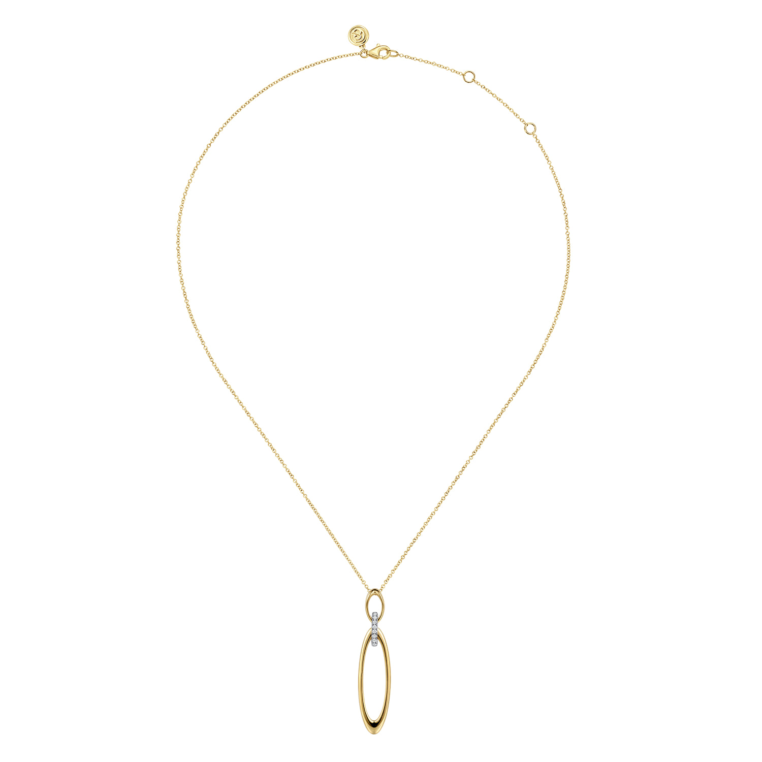Diamond and Link Pendant Necklace in 14K White/Yellow Gold, photograph 2