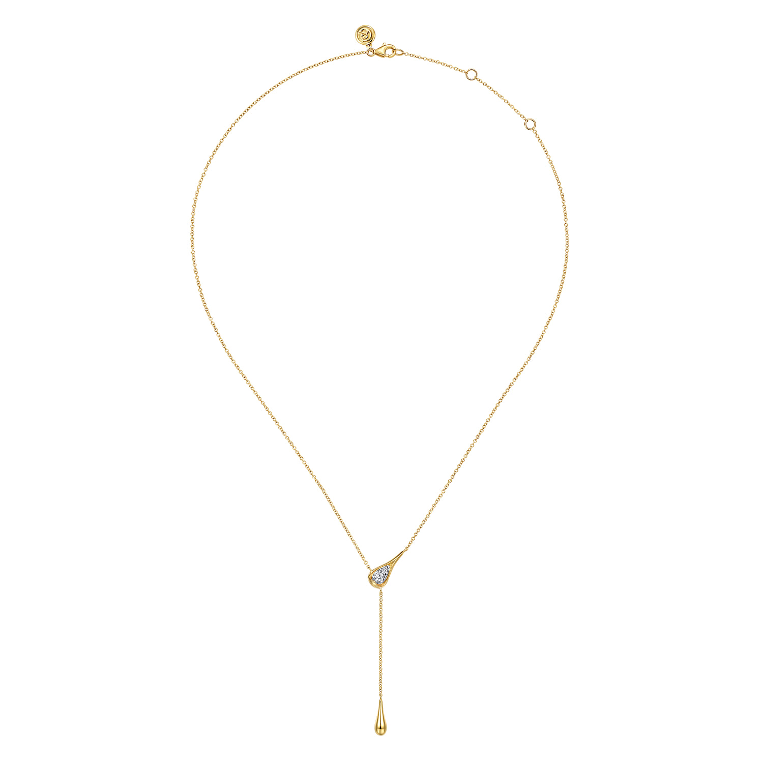 Diamond Y Necklace in 14K White/Yellow Gold, photograph 2