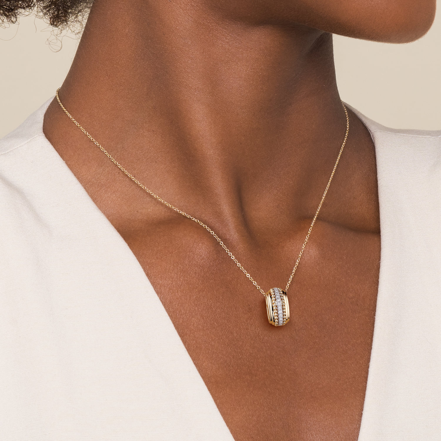 Bujukan Diamond Pendant Necklace in 14K White/Yellow Gold, photograph 4