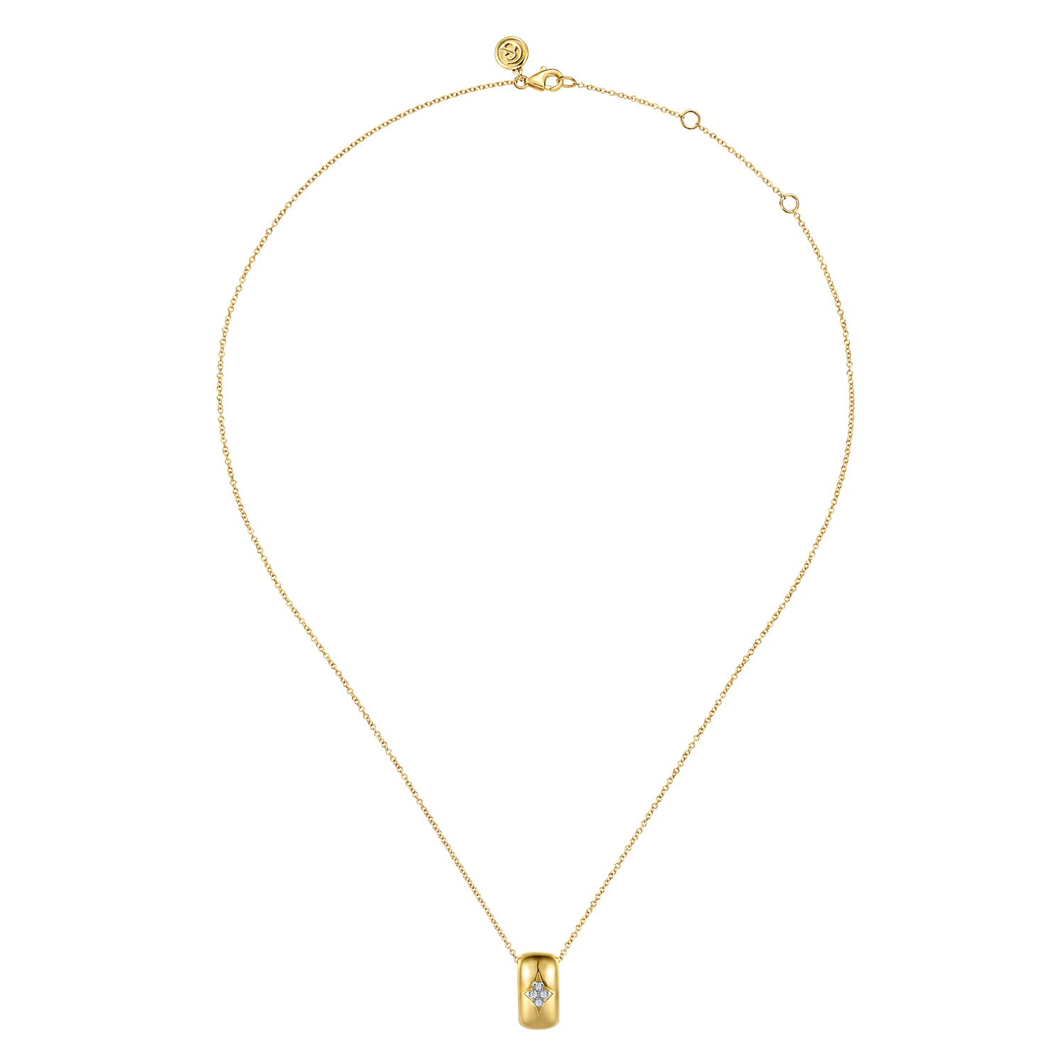 Diamond Clover Slider Pendant Necklace in 14K White/Yellow Gold, photograph 2