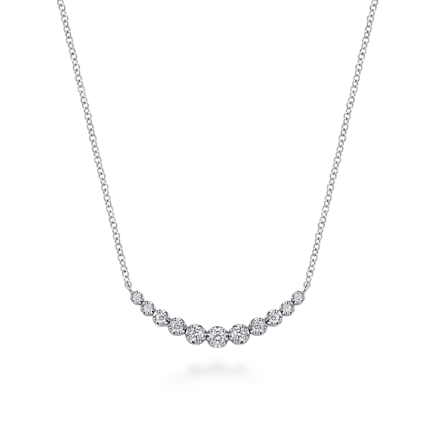 Graduating Diamond Curved Bar Necklace
