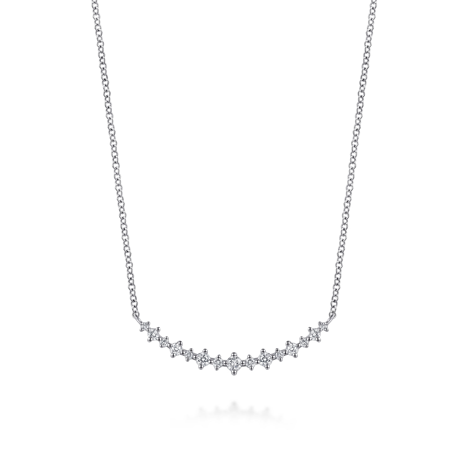 Graduating Diamond Curved Bar Necklace