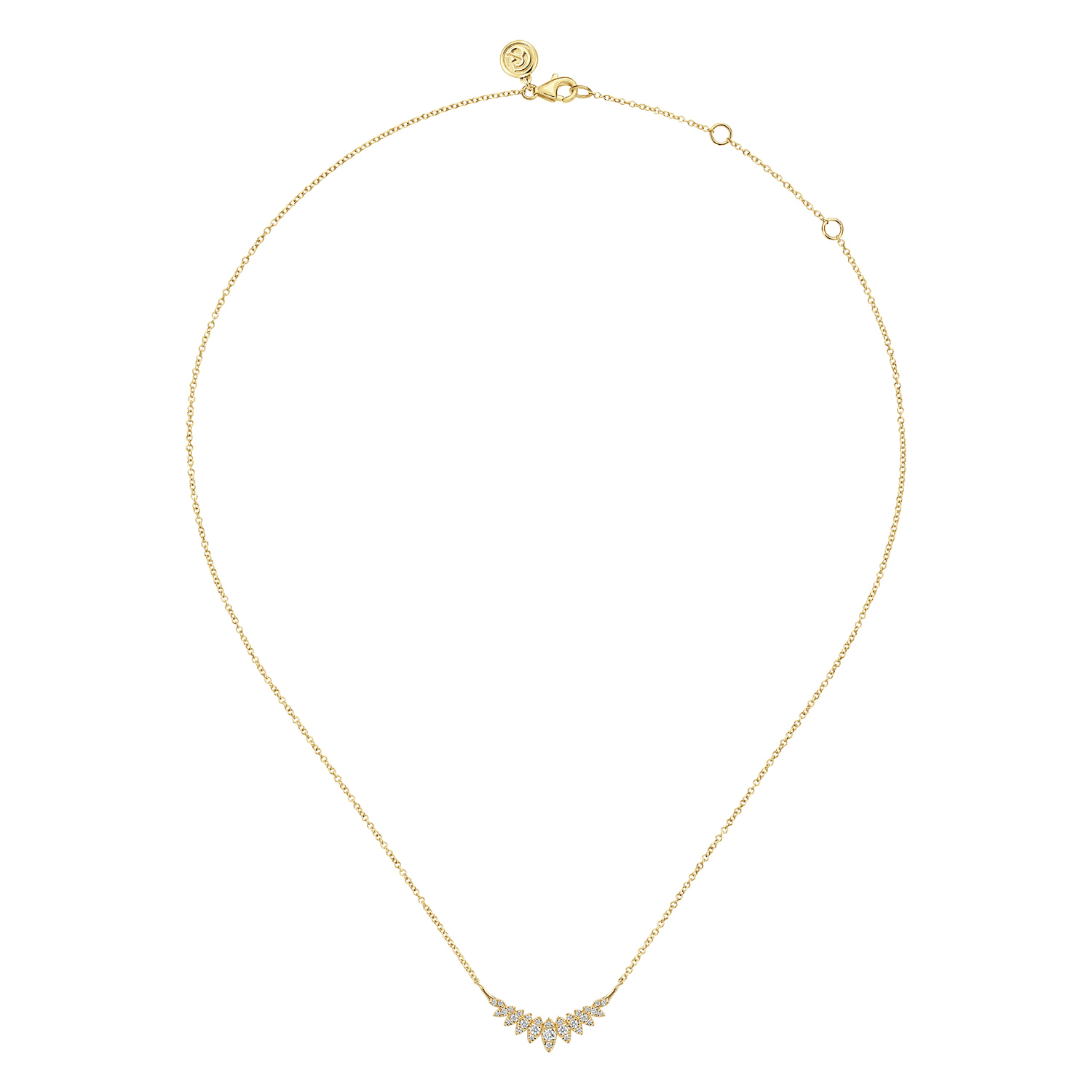 Diamond Curved Bar Necklace in 14K Yellow Gold, photograph 2
