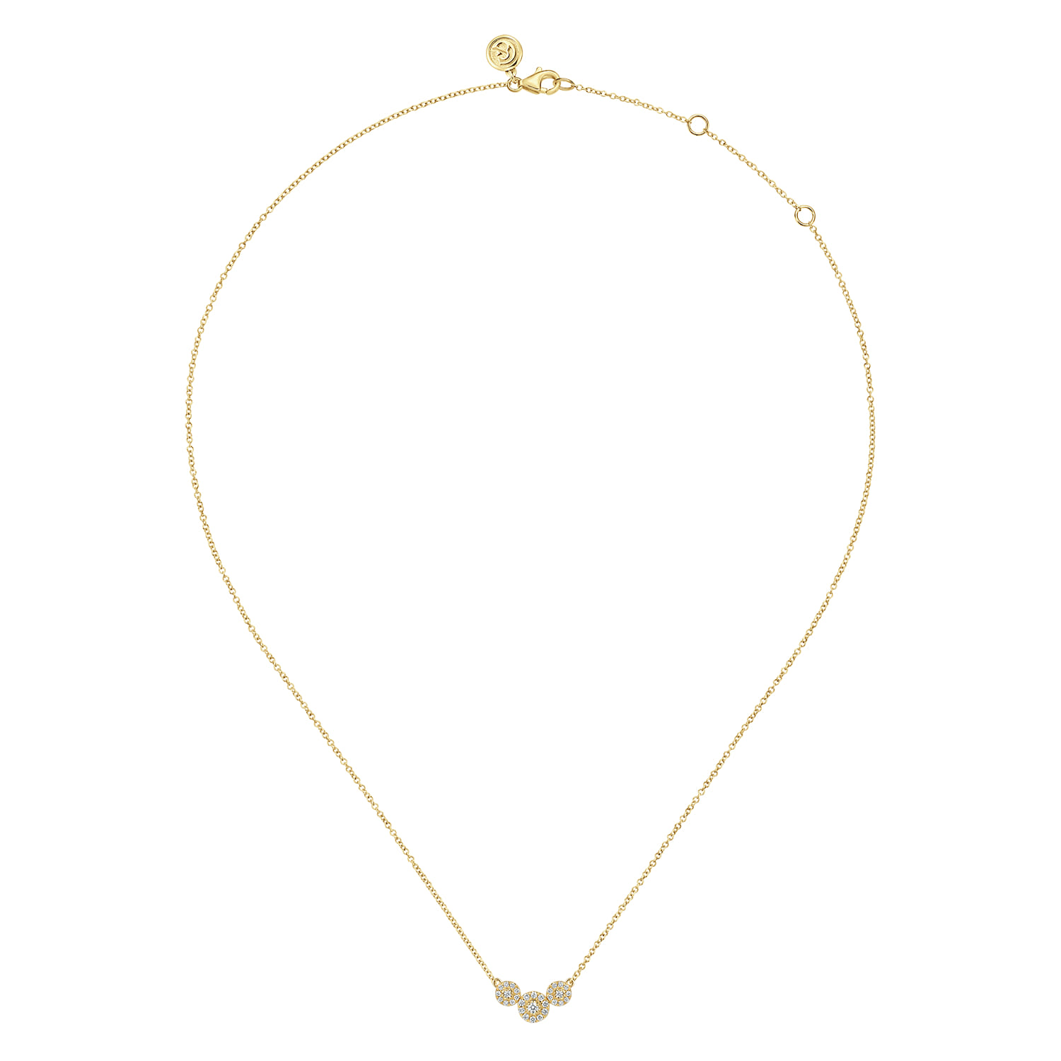 Diamond Cluster Bar Necklace in 14K Yellow Gold, photograph 2