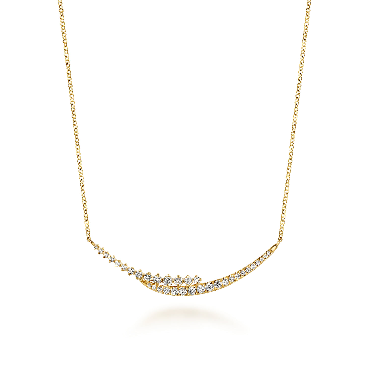 Graduating Diamond Curved Bar Necklace
