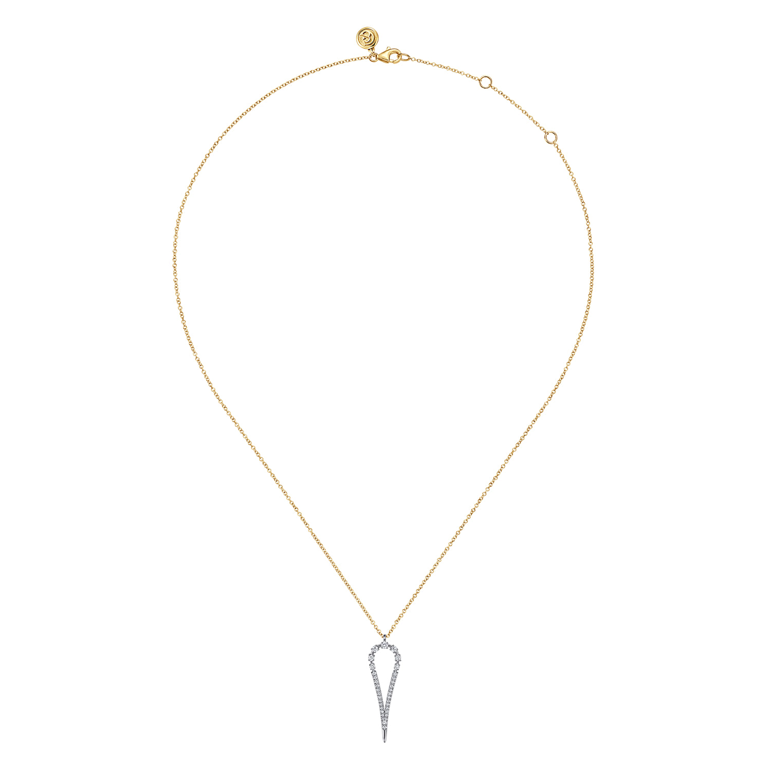 Graduating Diamond Pendant Necklace in 14K White/Yellow Gold, photograph 2