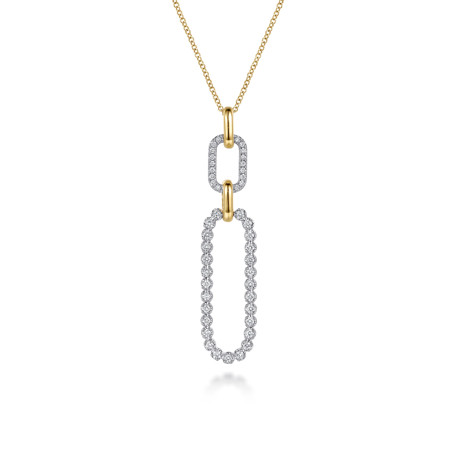 Diamond Link Pendant Drop Necklace