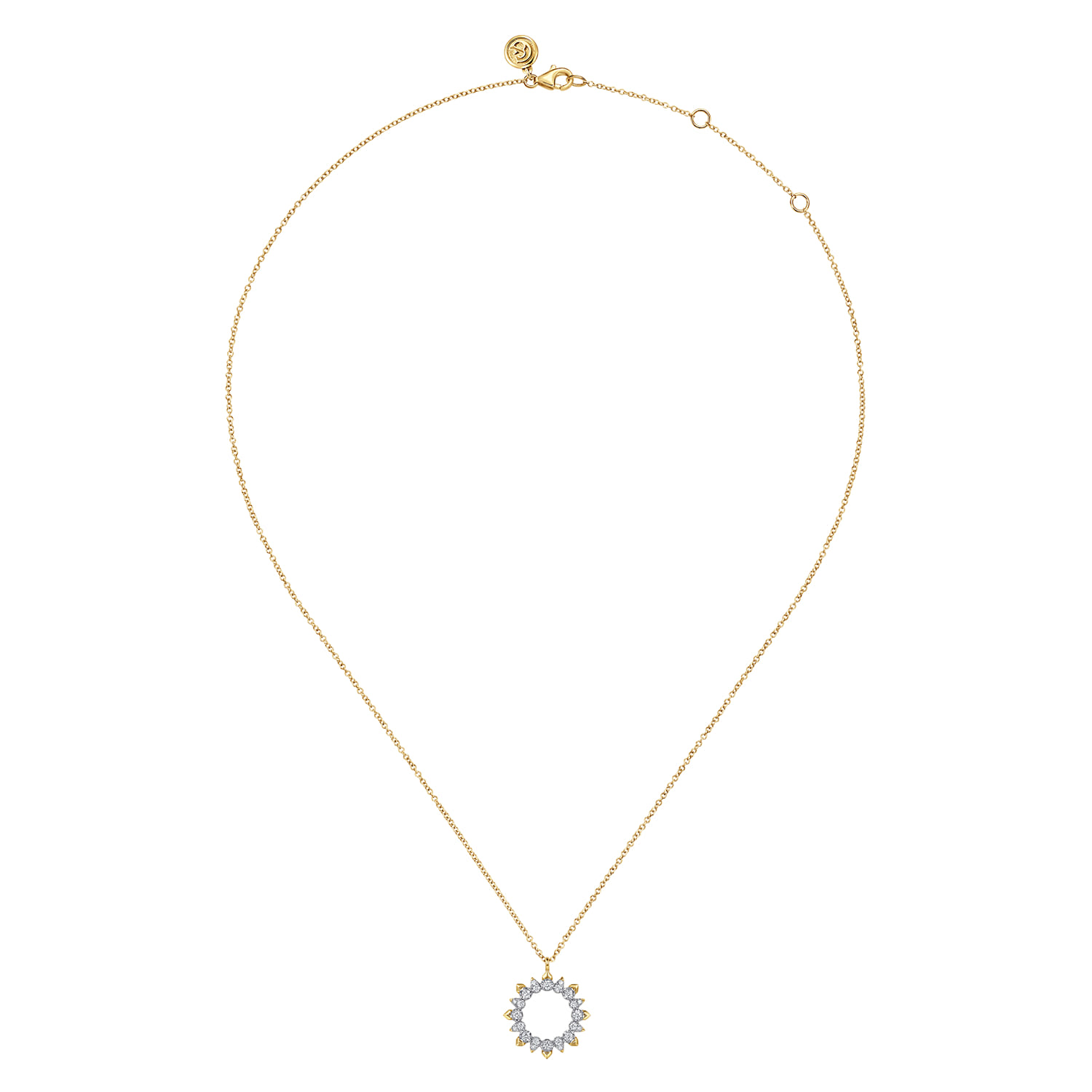 Diamond Circle Pendant Necklace in 14K Yellow Gold, photograph 2