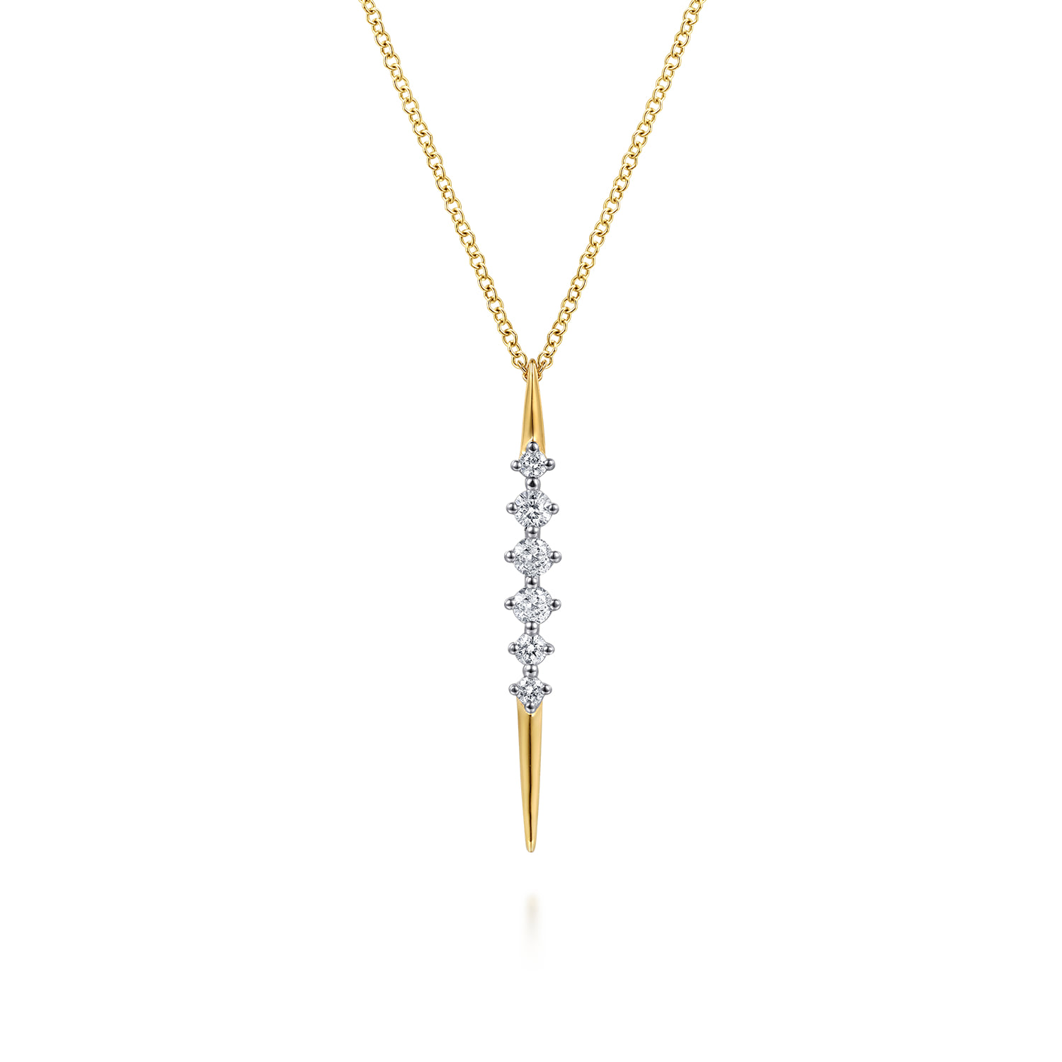 Spike Graduating Diamond Vertical Spike Bar Necklace