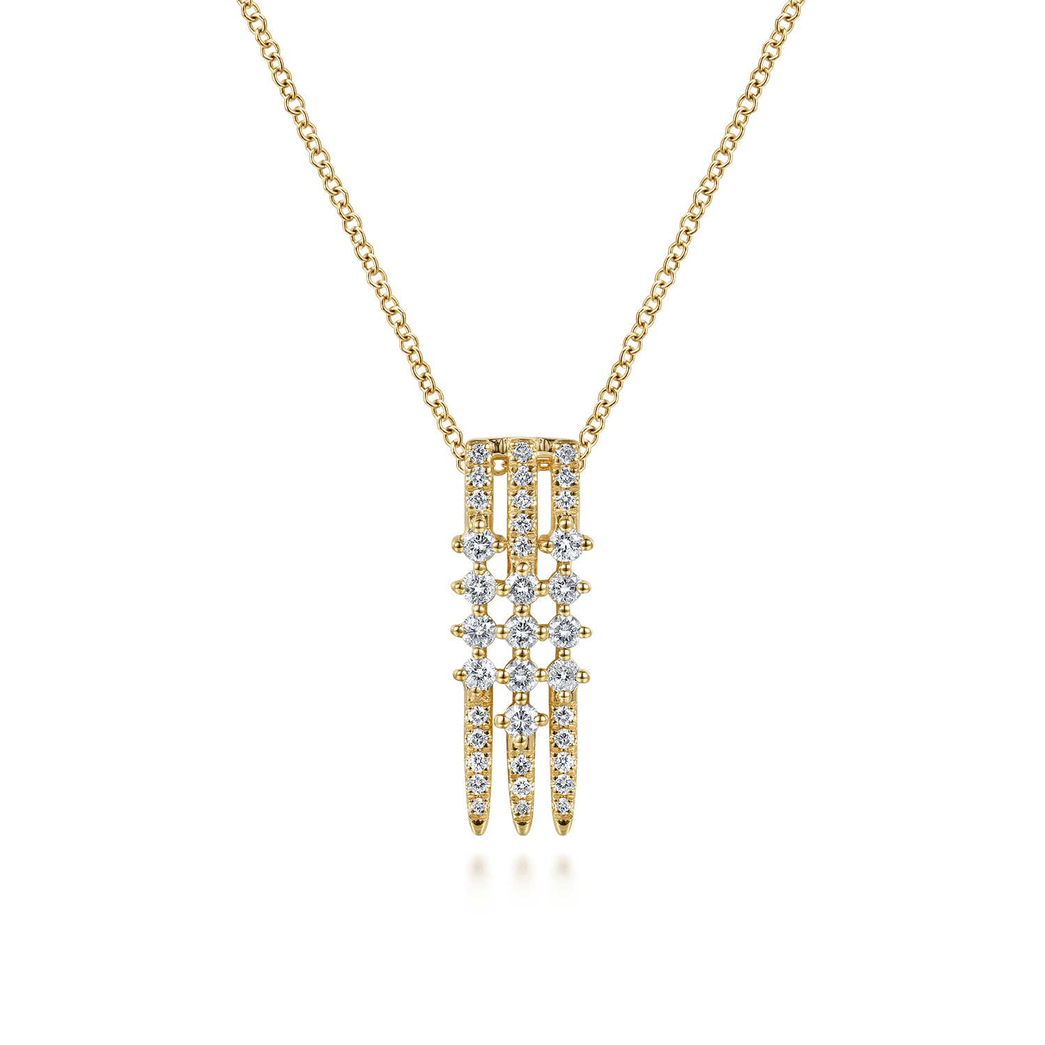 Spike Multi Row Diamond Pendant Necklace