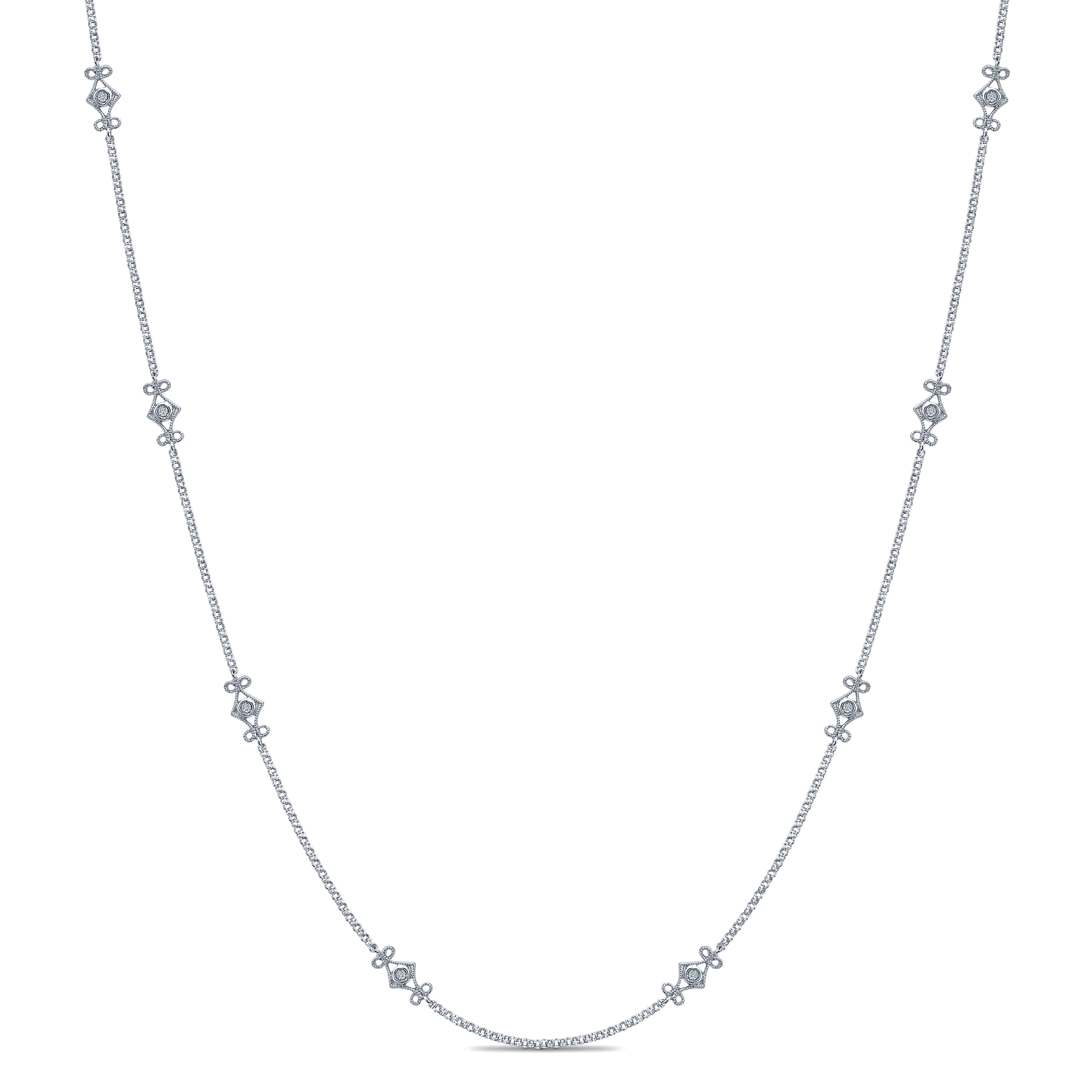 Openwork Diamond Station Necklace