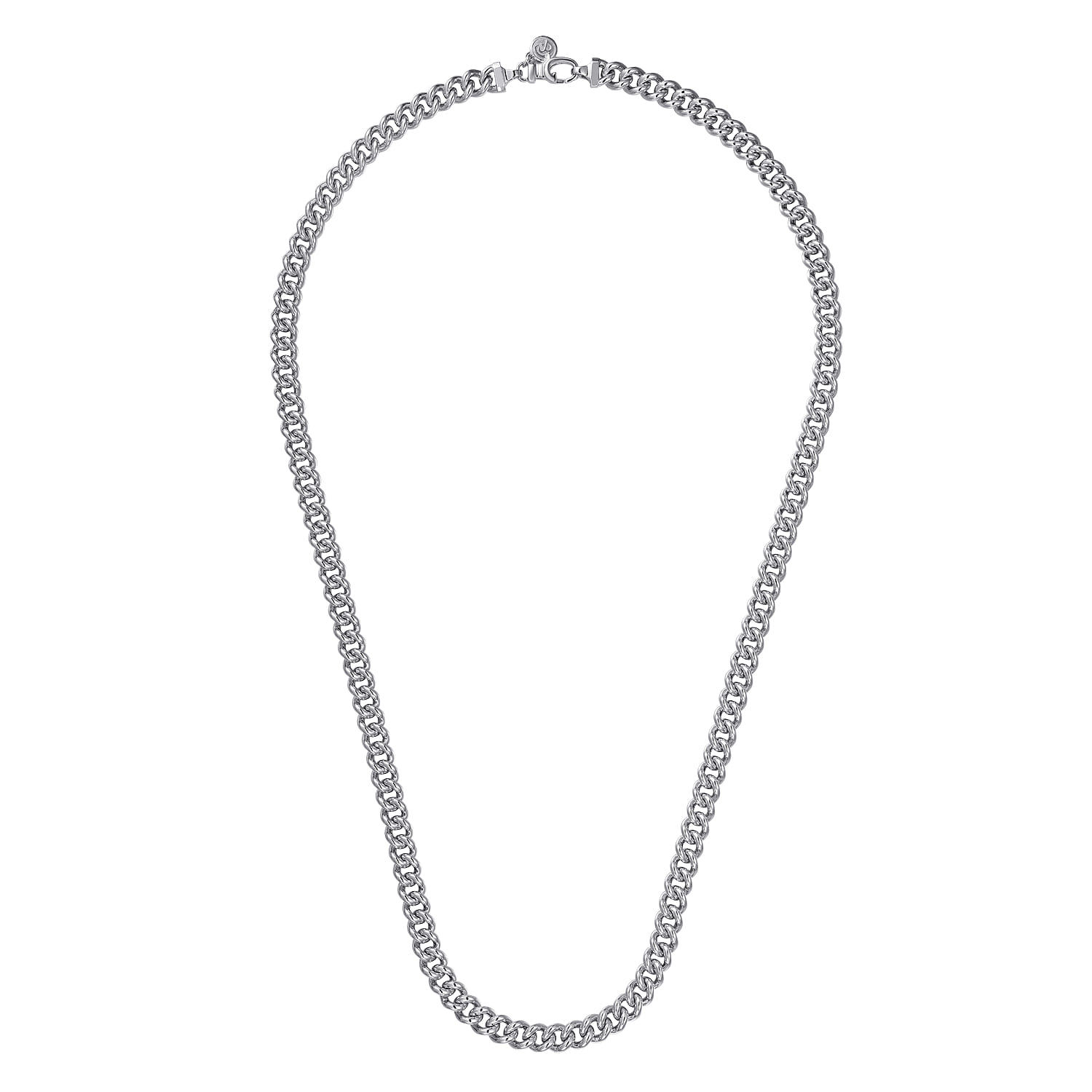 22 Inch 7mm Men's Solid Cuban Link Chain Necklace in Sterling Silver, photograph 2