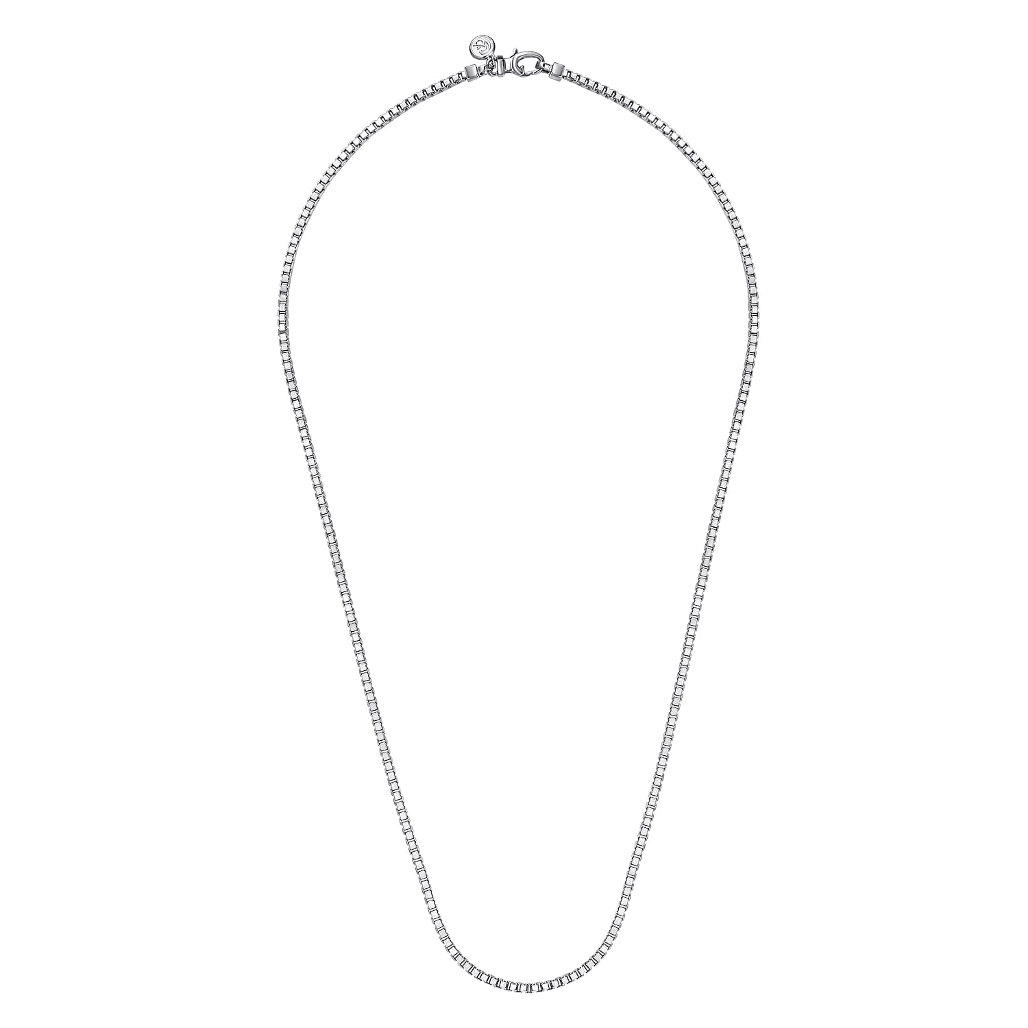 22 Inch 2.5mm Men's Solid Box Chain Necklace in Sterling Silver, photograph 2