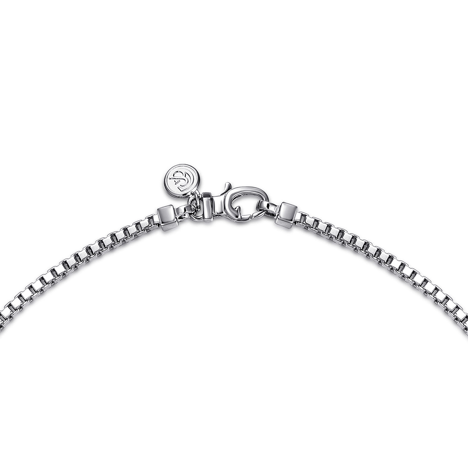22 Inch 2.5mm Men's Solid Box Chain Necklace in Sterling Silver, photograph 3