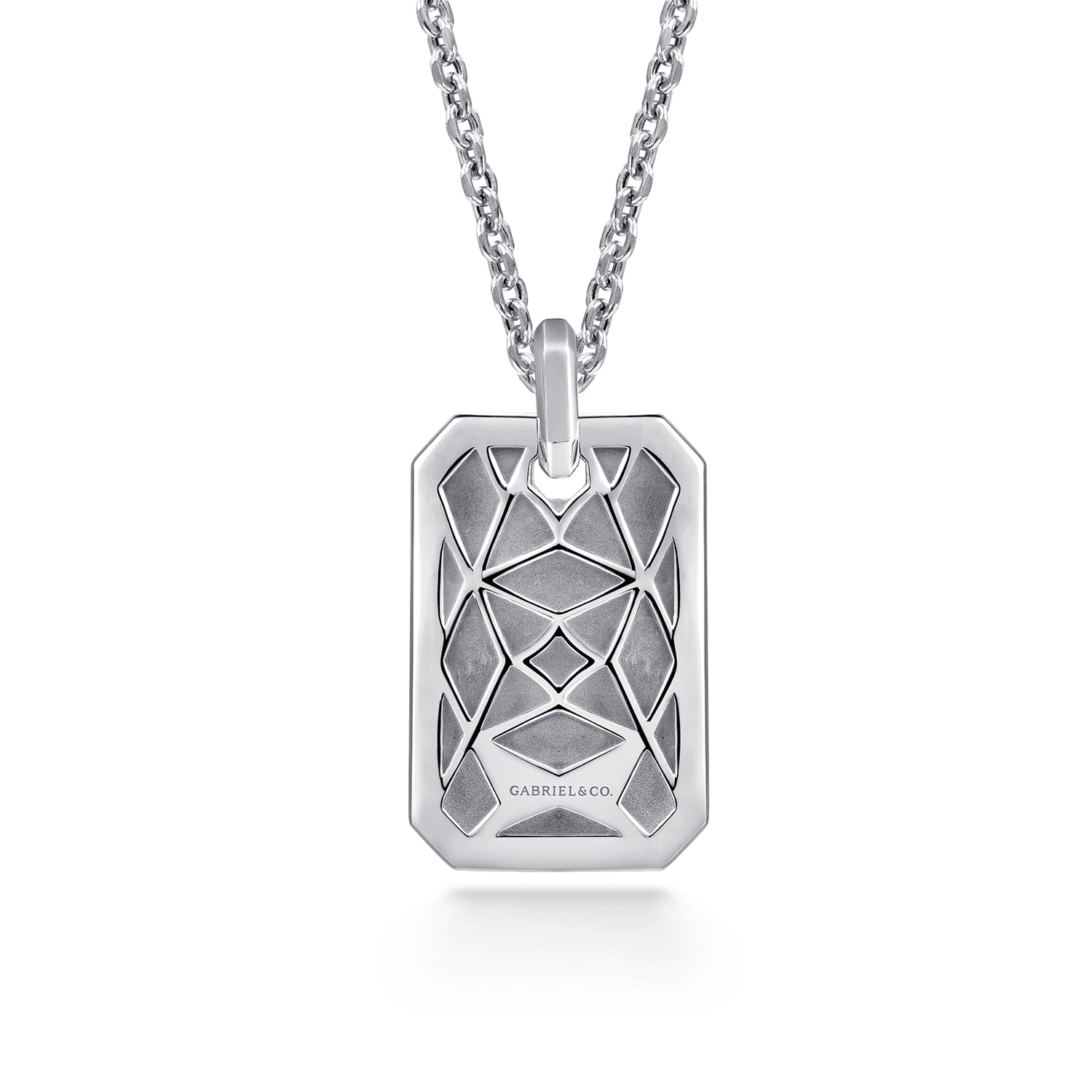 22 Inch Dog Tag Pendant Necklace in Sterling Silver, photograph 2