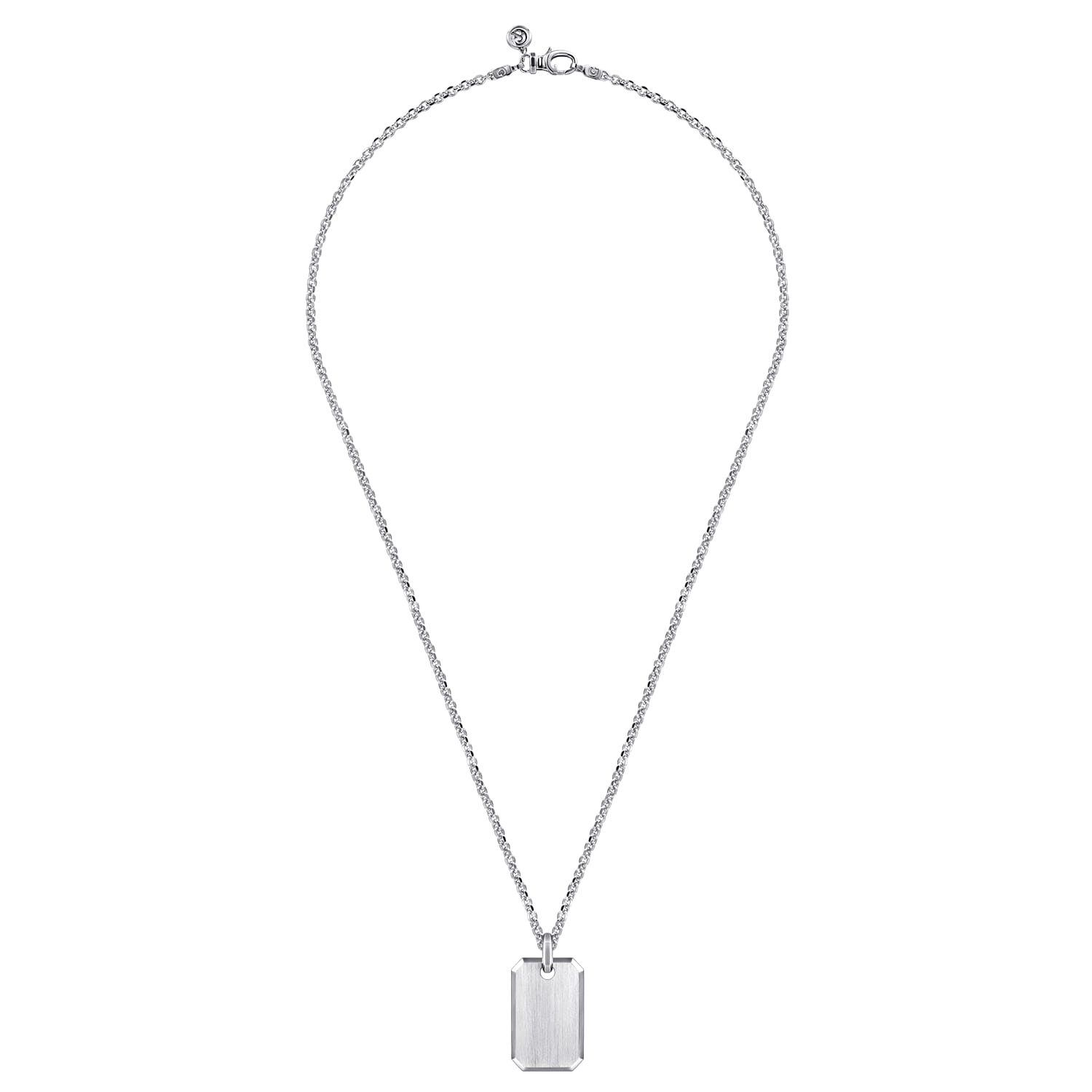 22 Inch Dog Tag Pendant Necklace in Sterling Silver, photograph 3