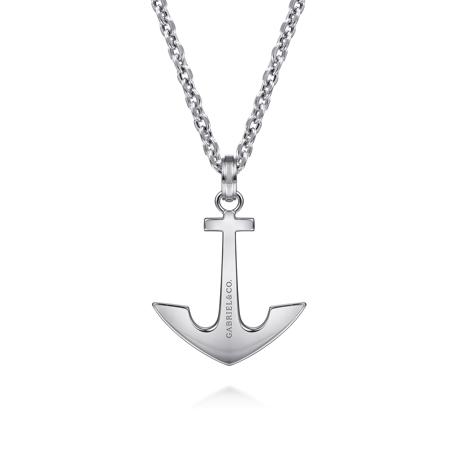 22 Inch Anchor Pendant Necklace in Sterling Silver, photograph 2