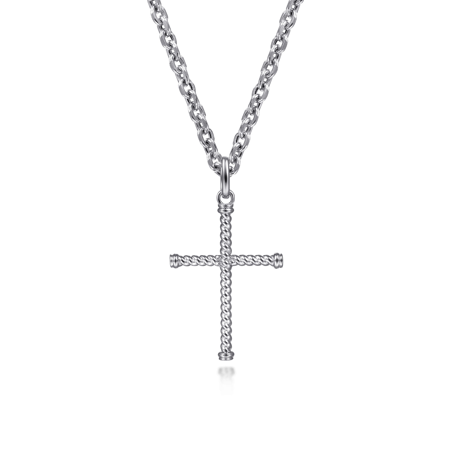 22 Inch Twisted Rope Cross Pendant Necklace