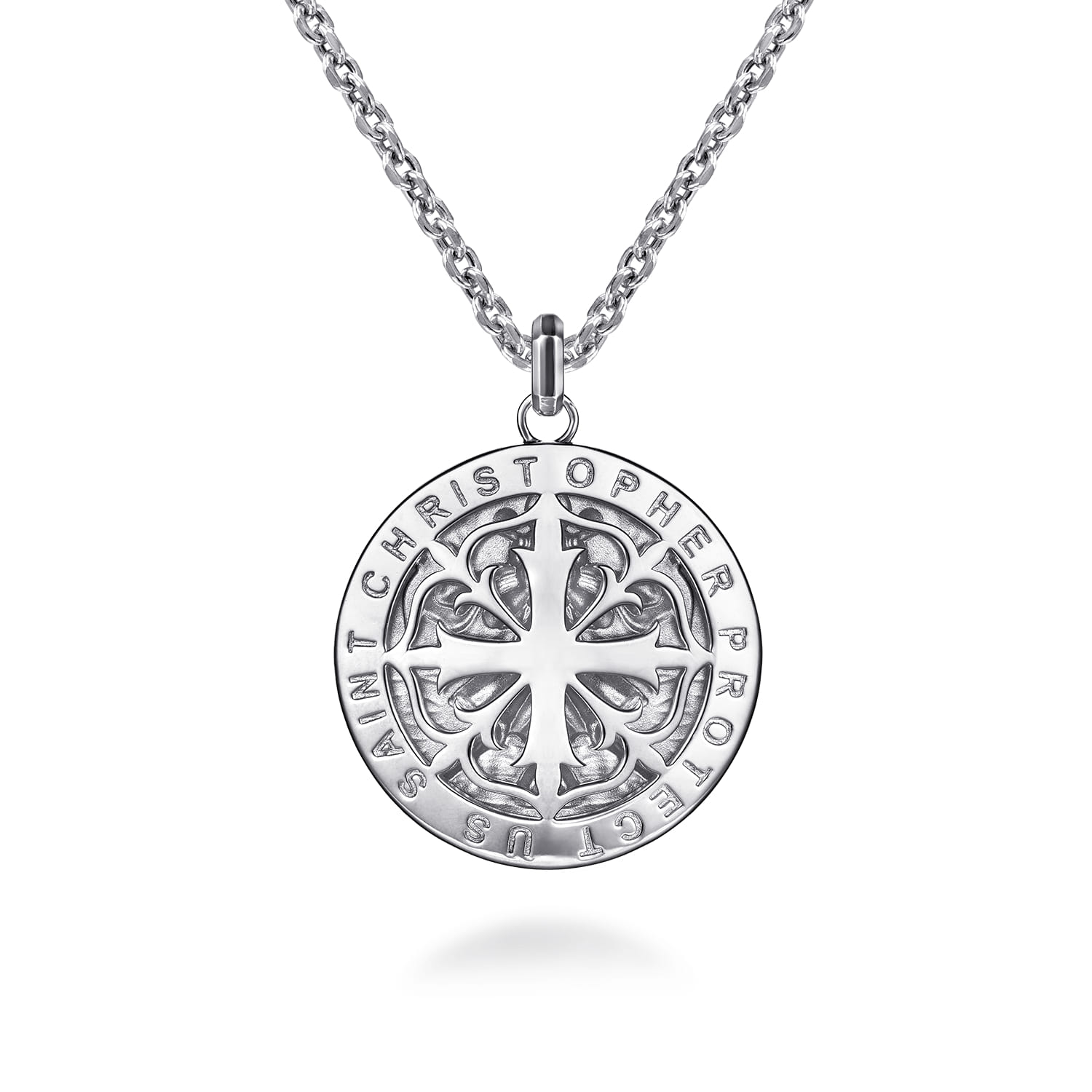 22 Inch St. Christopher Protect US Pendant Necklace in Sterling Silver, photograph 2