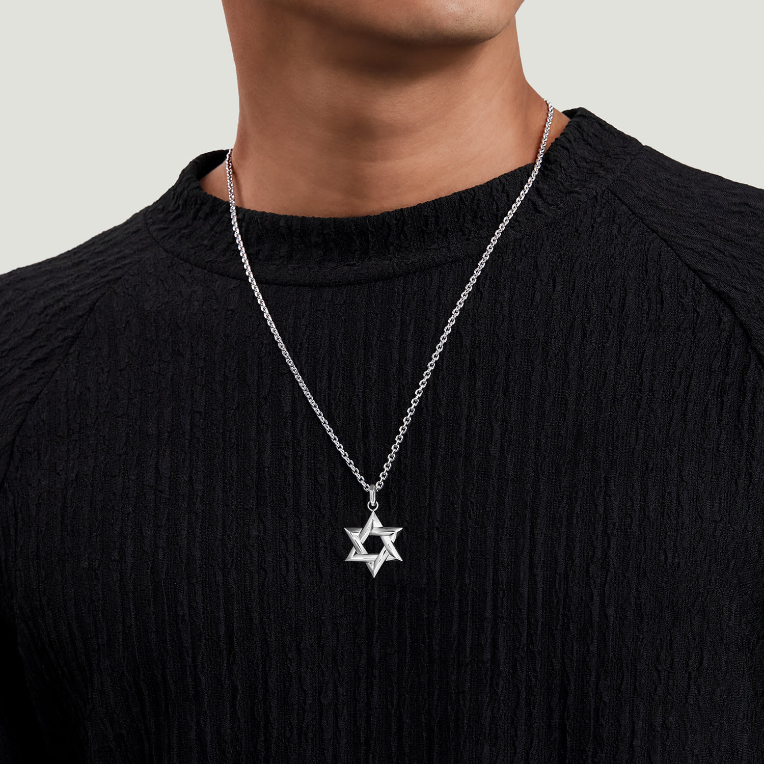 Star of David Pendant Necklace in Sterling Silver, photograph 4