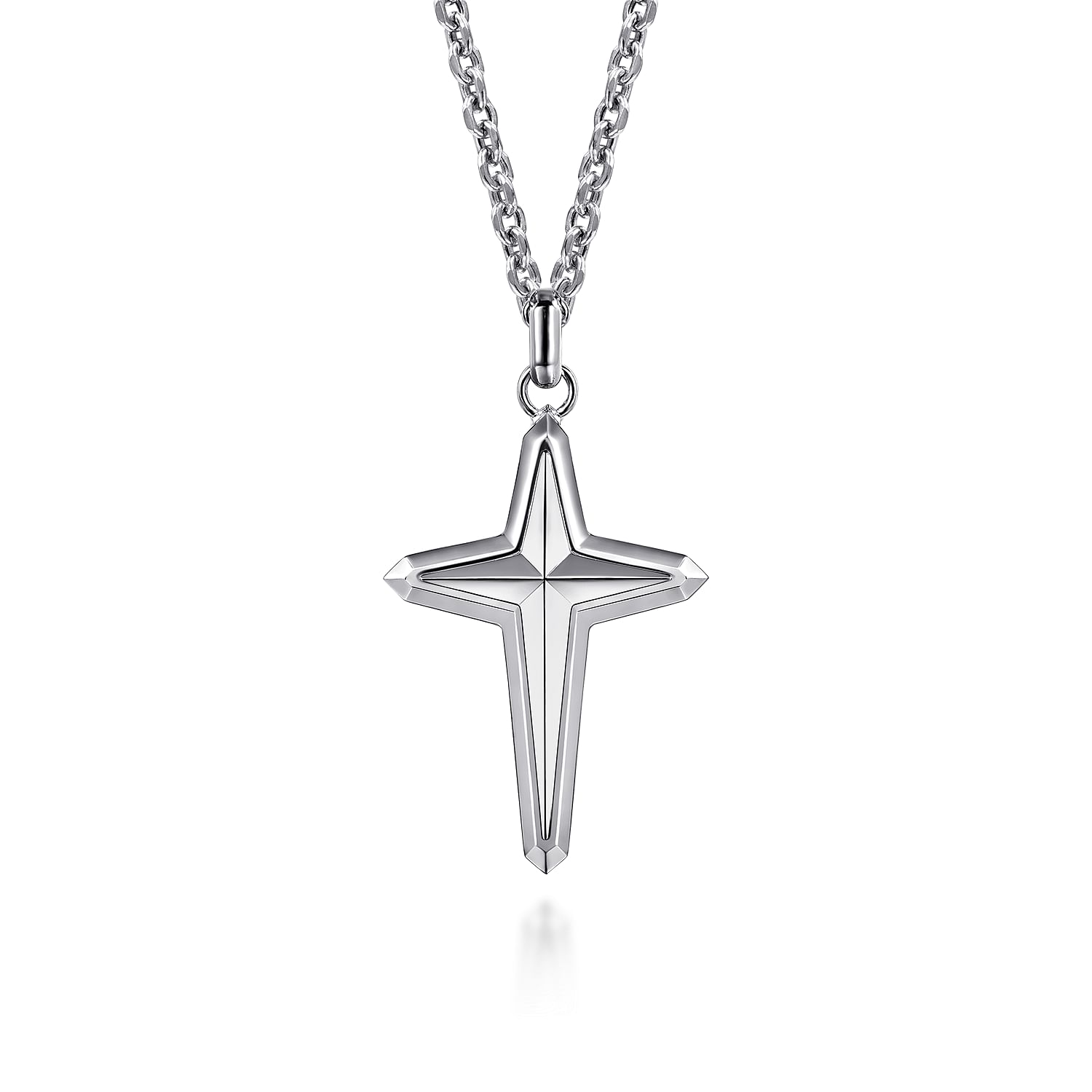 22 Inch 925 Sterling Silver Cross Pendant Necklace