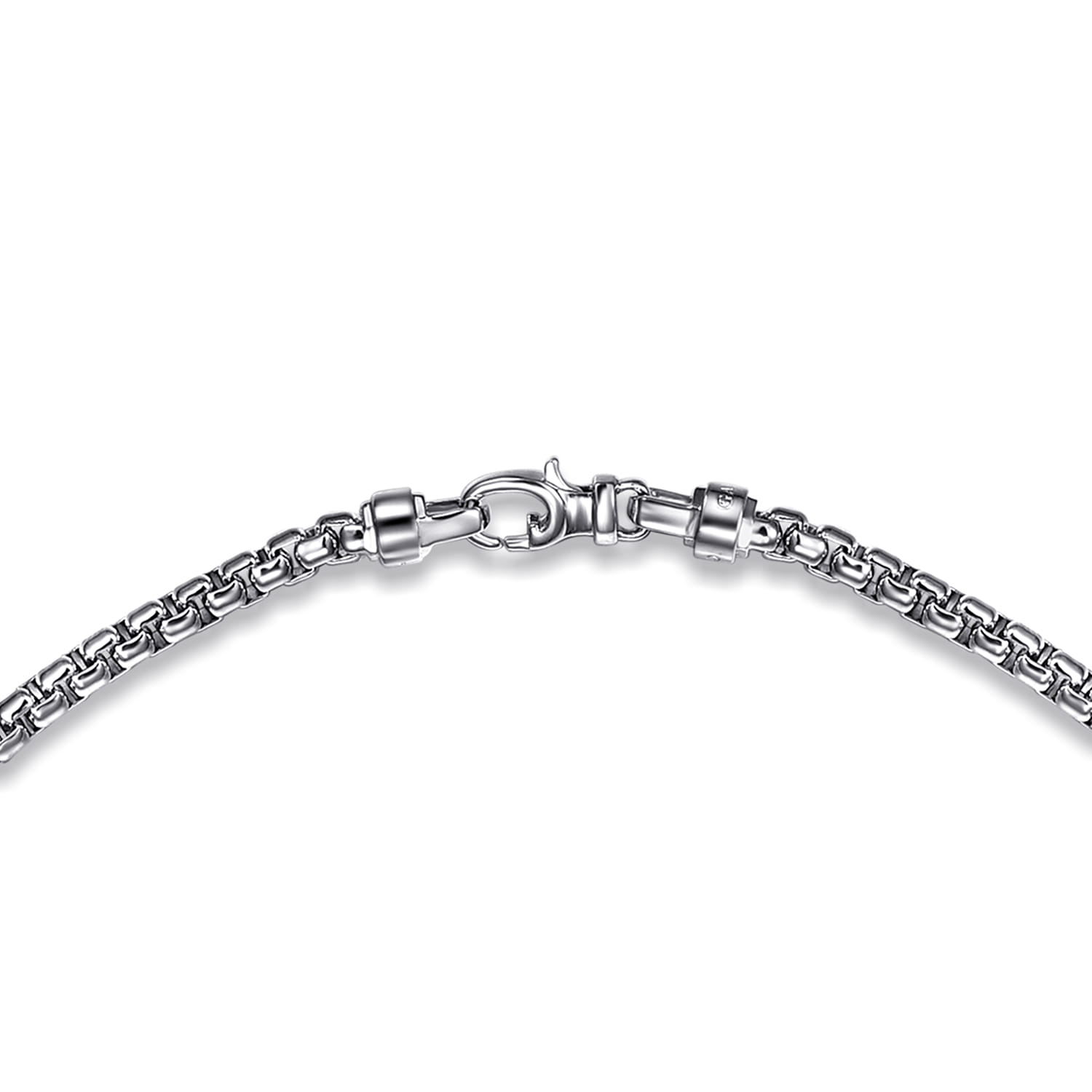 22 Inch 4mm Men's Solid Box Chain Necklace in Sterling Silver, photograph 3