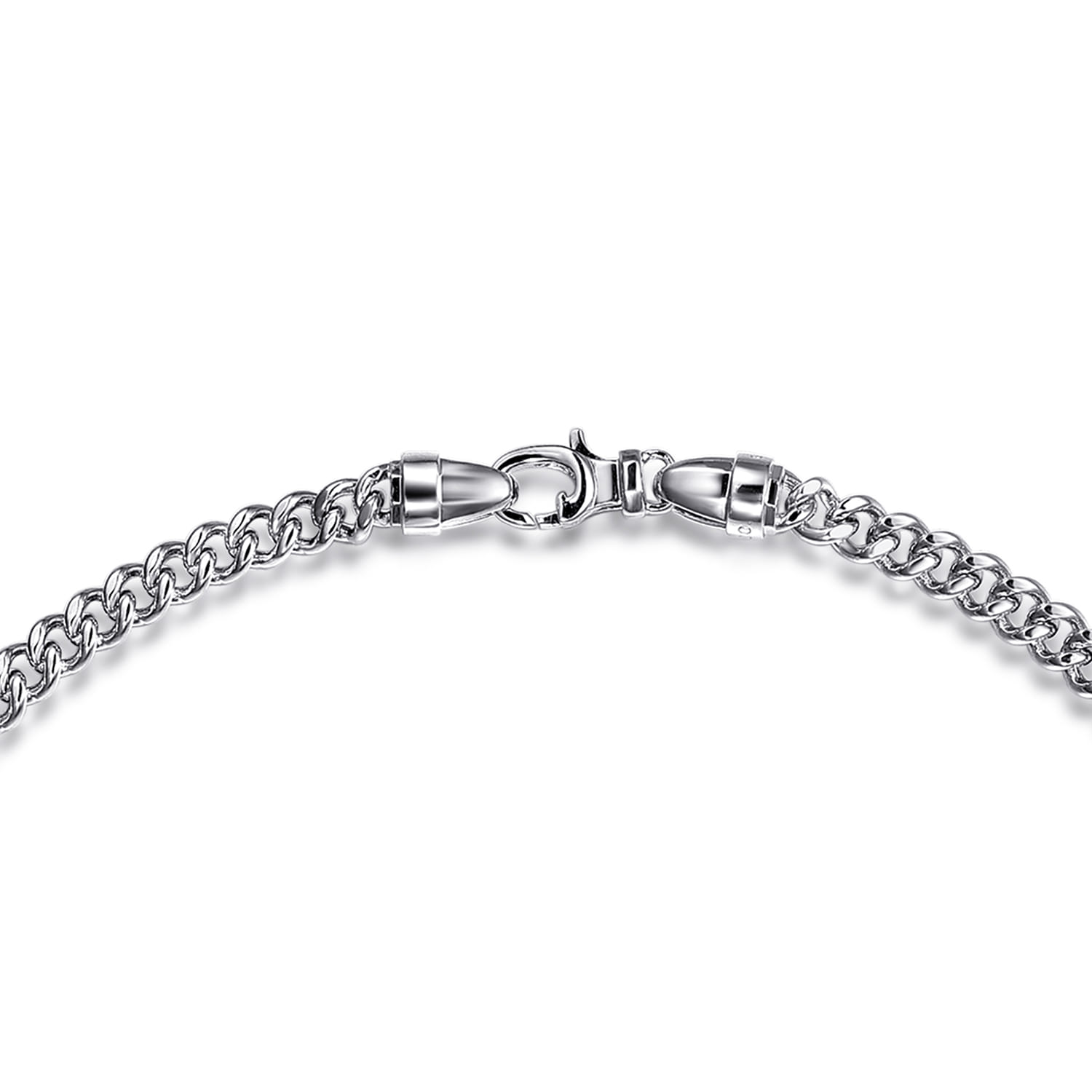 22 Inch 5mm Men's Solid Cuban Link Chain Necklace in Sterling Silver, photograph 3
