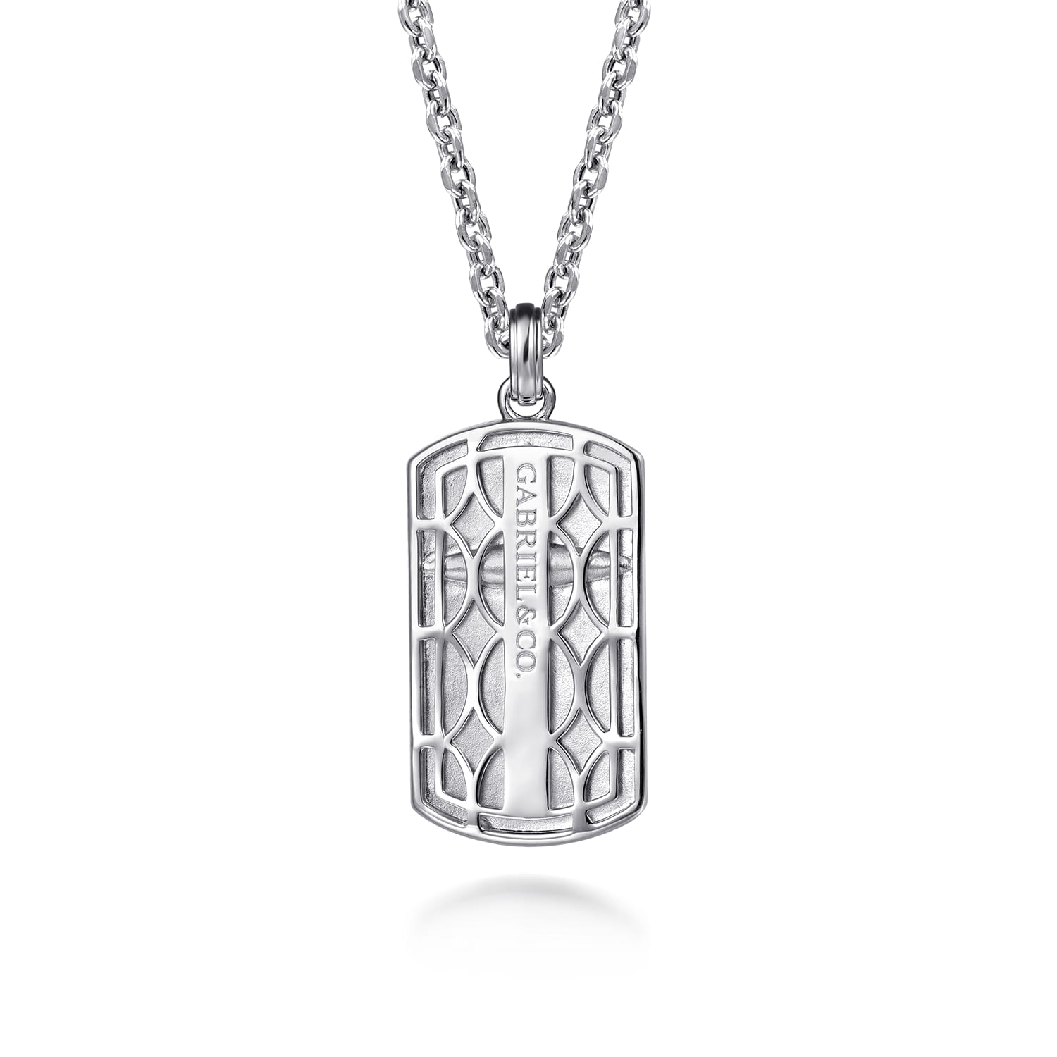 22 Inch Cross Dog Tag Pendant Necklace in Sterling Silver, photograph 2