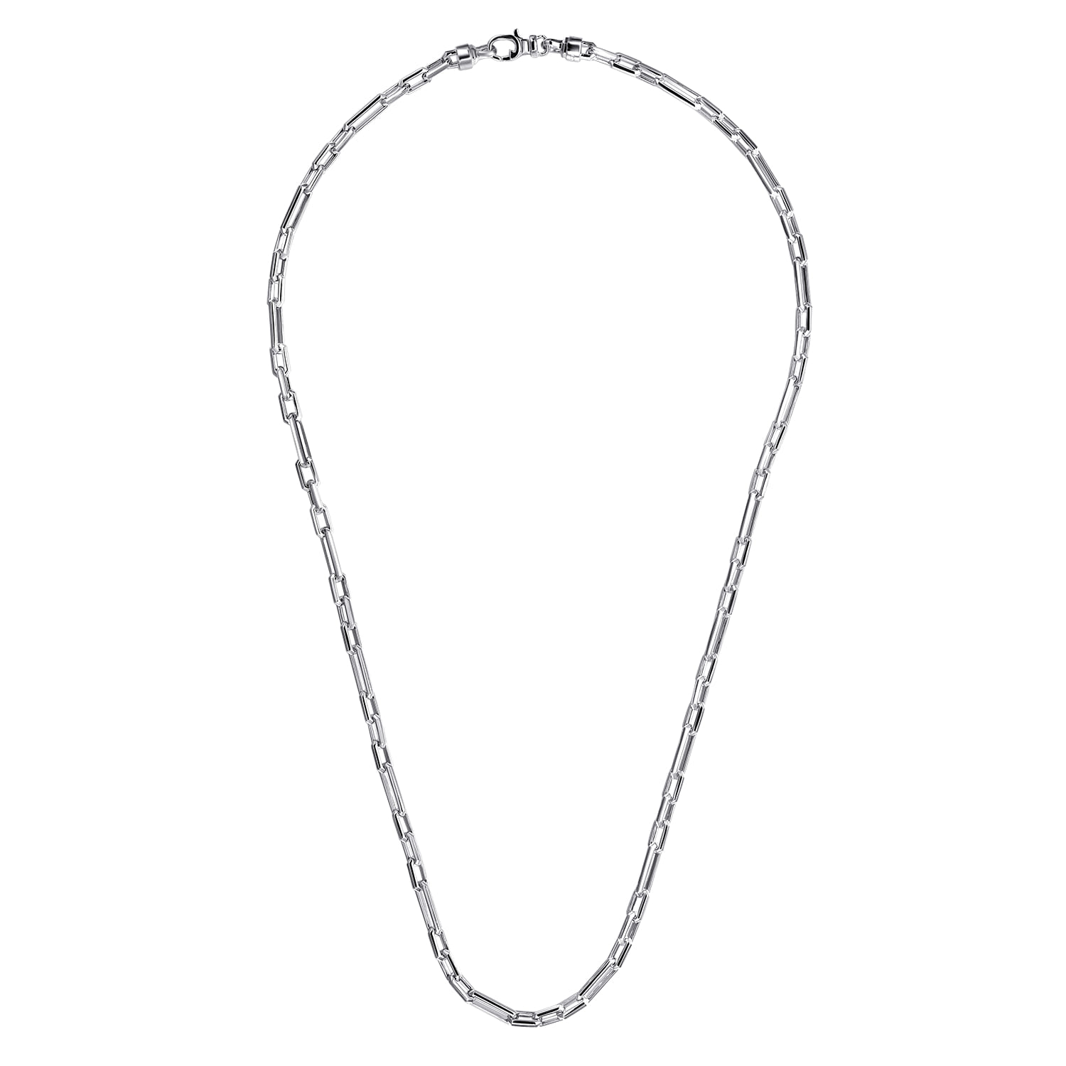 22 Inch 4.2mm Men's Solid Figaro Link Chain Necklace in Sterling Silver, photograph 2