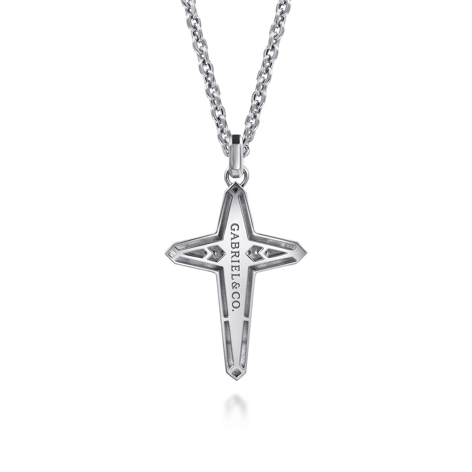 22 Inch Diamond Cross Pendant Necklace in Sterling Silver, photograph 2