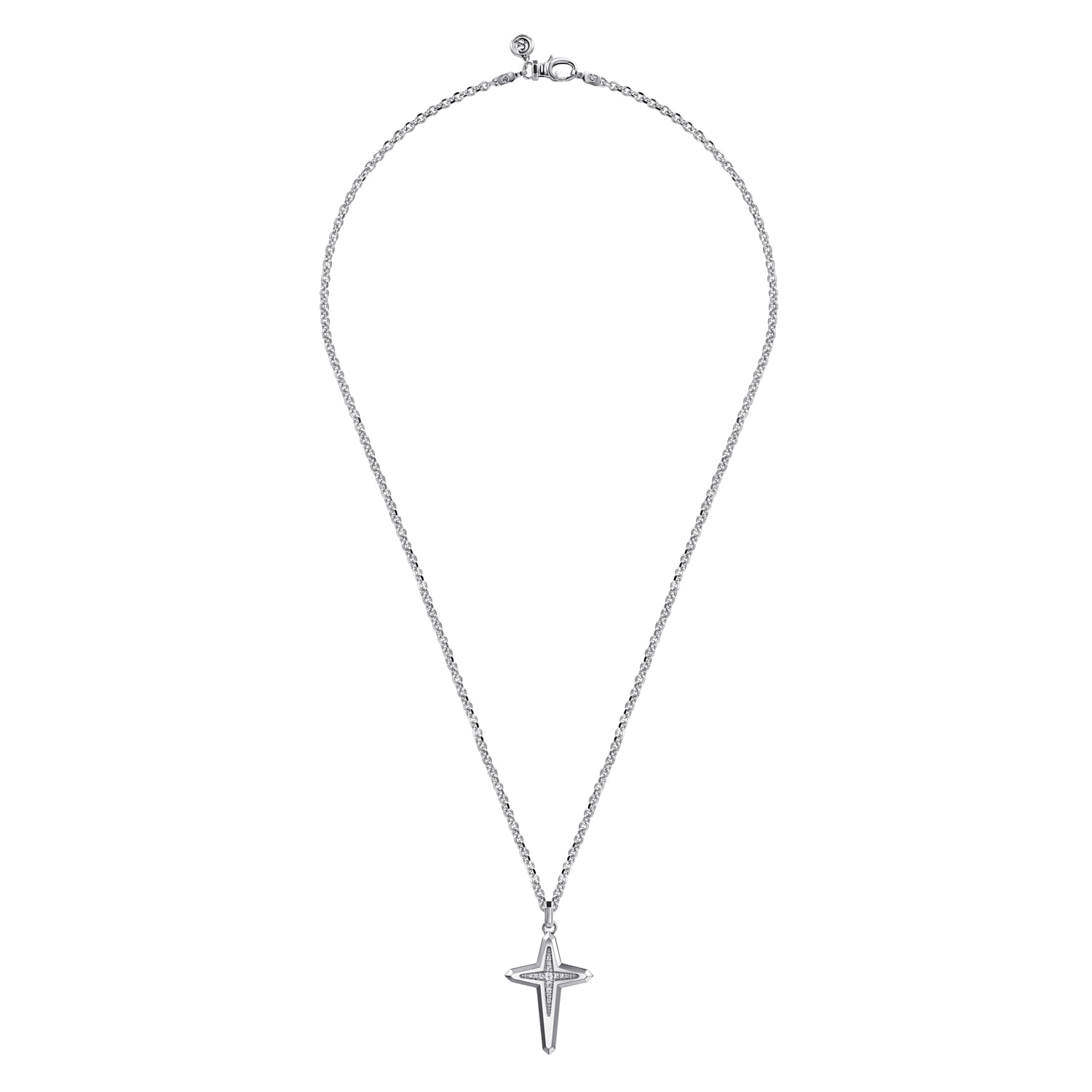 22 Inch Diamond Cross Pendant Necklace in Sterling Silver, photograph 3