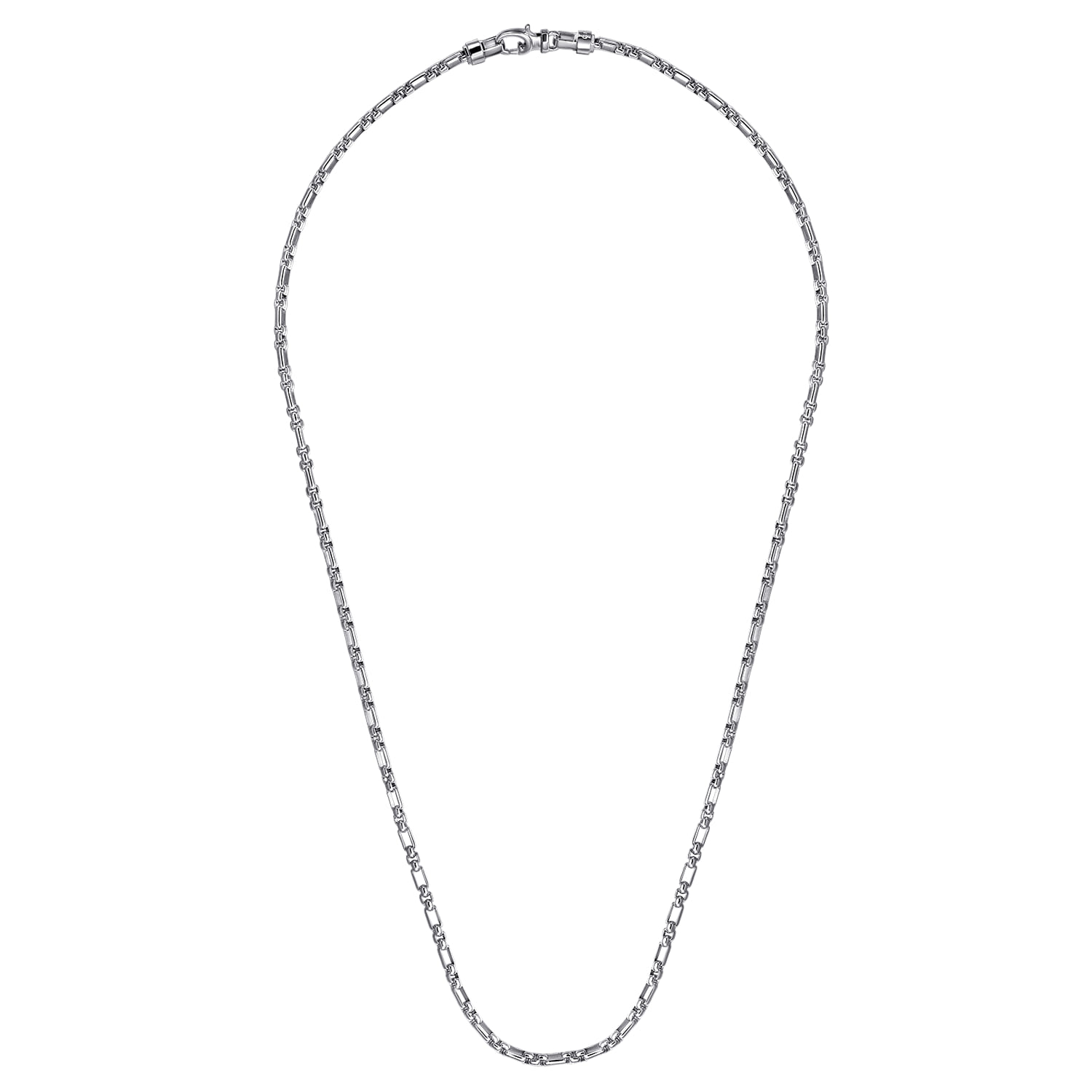 22 Inch 3mm Men's Solid Figaro Link Chain Necklace in Sterling Silver, photograph 2