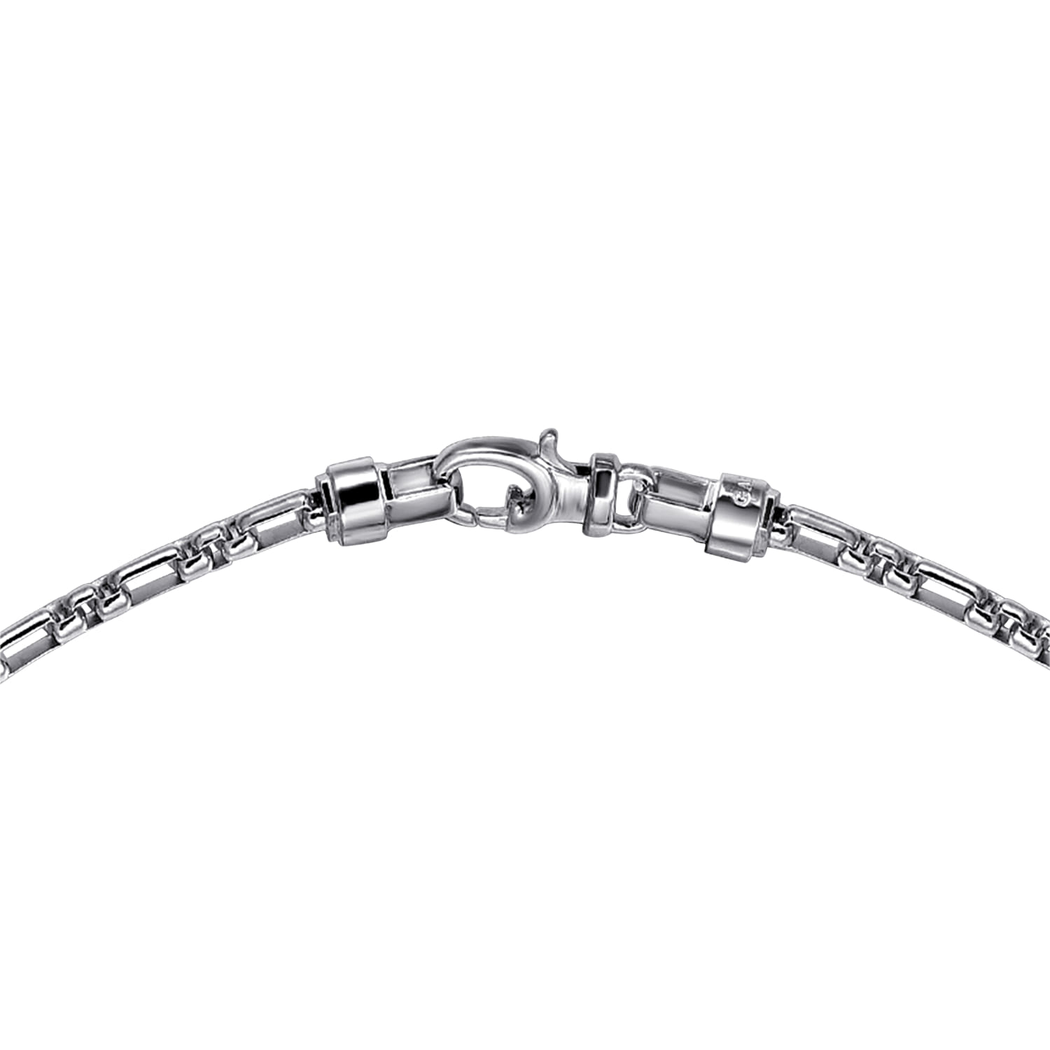 22 Inch 3mm Men's Solid Figaro Link Chain Necklace in Sterling Silver, photograph 3