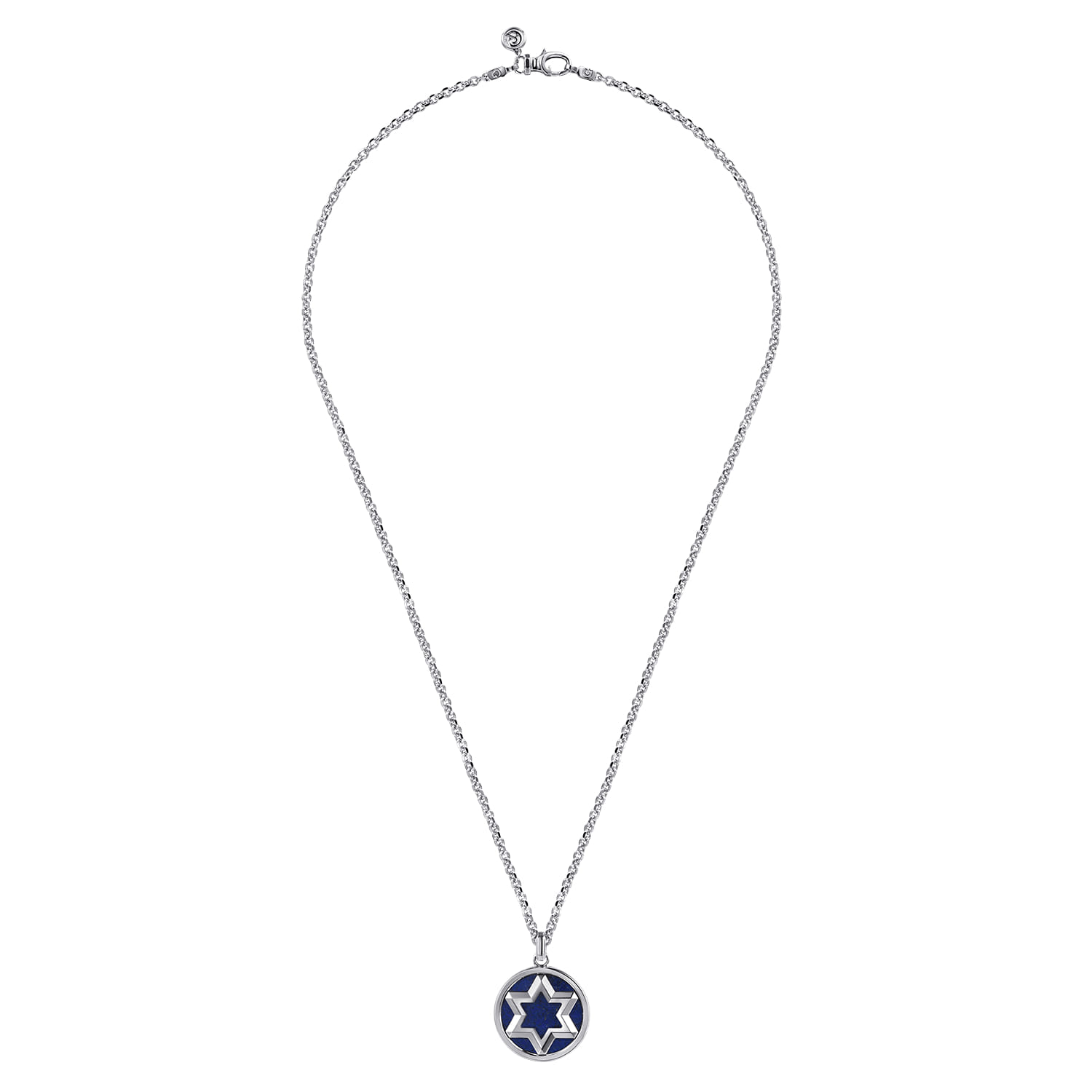 22 Inch Star of David Lapis Pendant Necklace in Sterling Silver, photograph 3